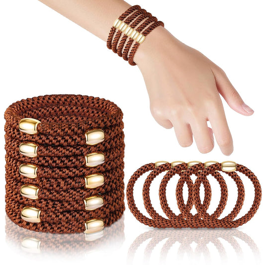 Hair Ties No Damage - 10PCS Ponytail Holders - Elastic Hair Ties for Thick Hair - Braided Hair Bands for Women Girls's Hair - Brown