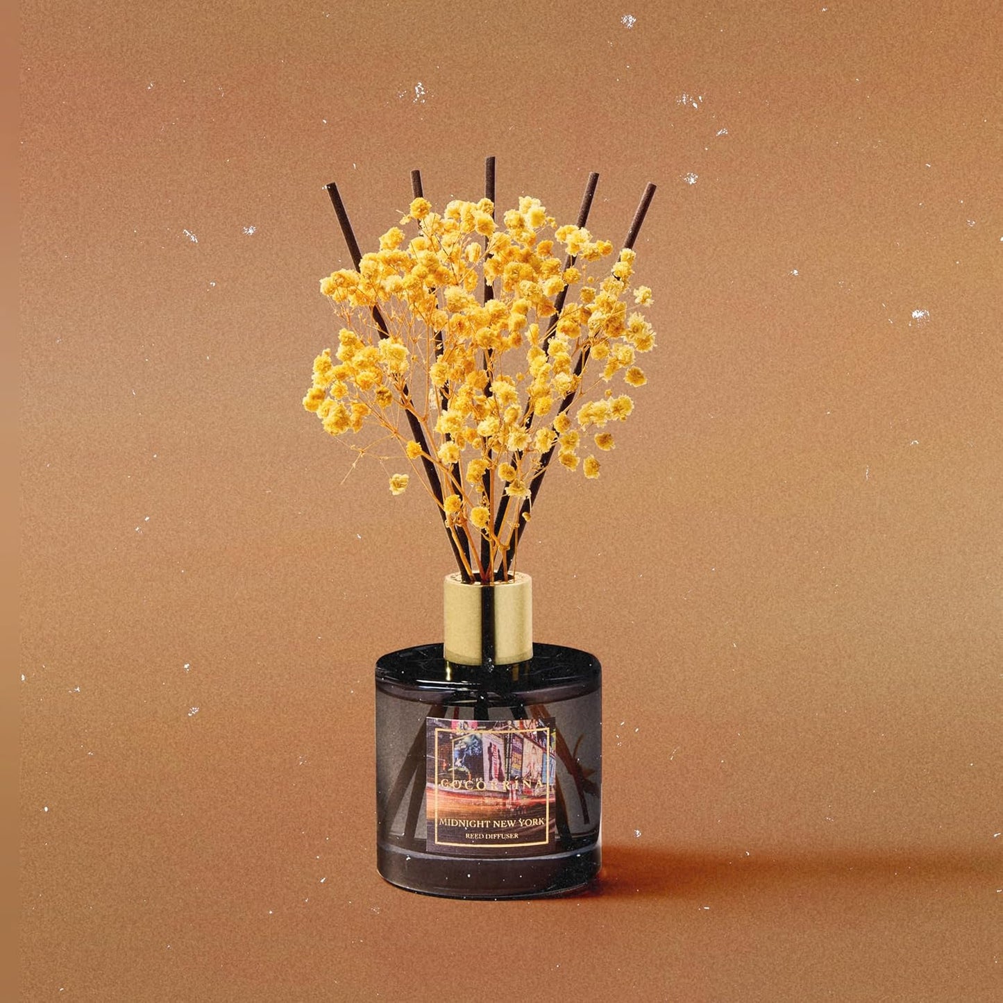 COCORRÍNA Reed Diffuser - Midnight New York 6.7 Fl.oz Reed Diffuser Set with 8 Sticks & Preserved Baby's Breath, Reed Diffuser for Home Bathroom Shelf Decor