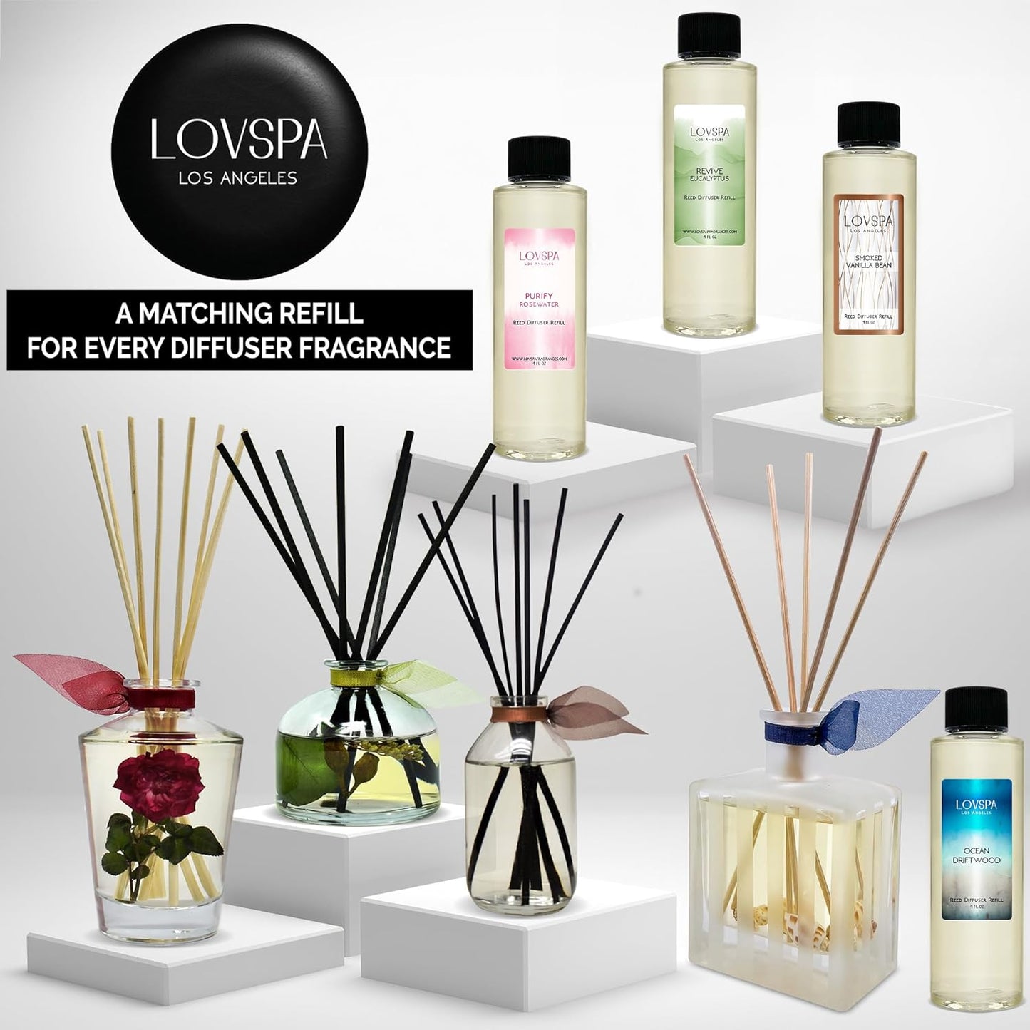 LOVSPA Reed Diffuser Set, Holiday Pine Cones Scented Oil Diffuser with Sticks, Home Fragrance Accessories for Bathroom Shelf Decor, Aroma Diffusers for Home or Office Desk, USA Made