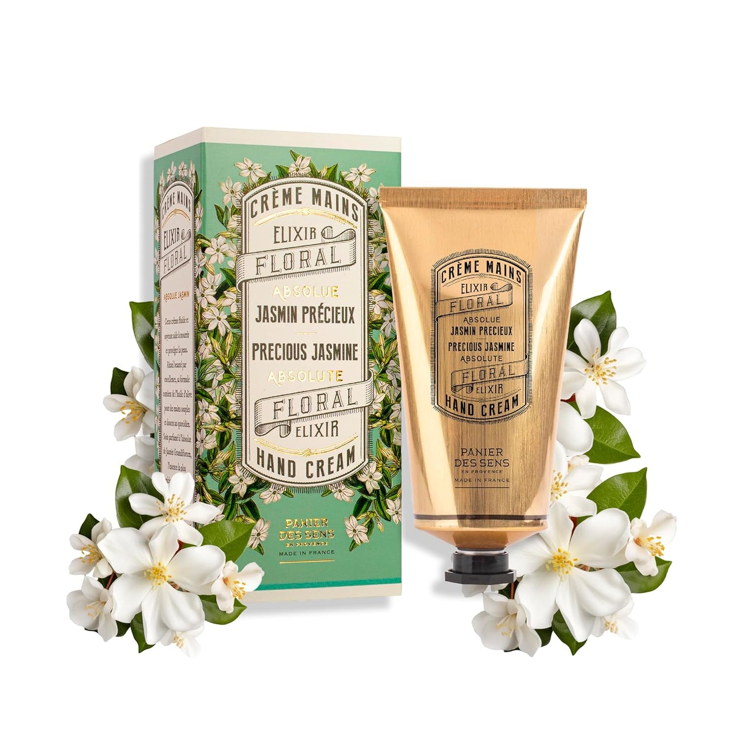 Panier des Sens - Hand Cream for Dry Cracked Hands - Jasmine Hand Lotion with Olive & Almond Oil - Vitamin E Skin Moisturizer with 97% Natural Ingredients - Made in France, 2.5 fl oz
