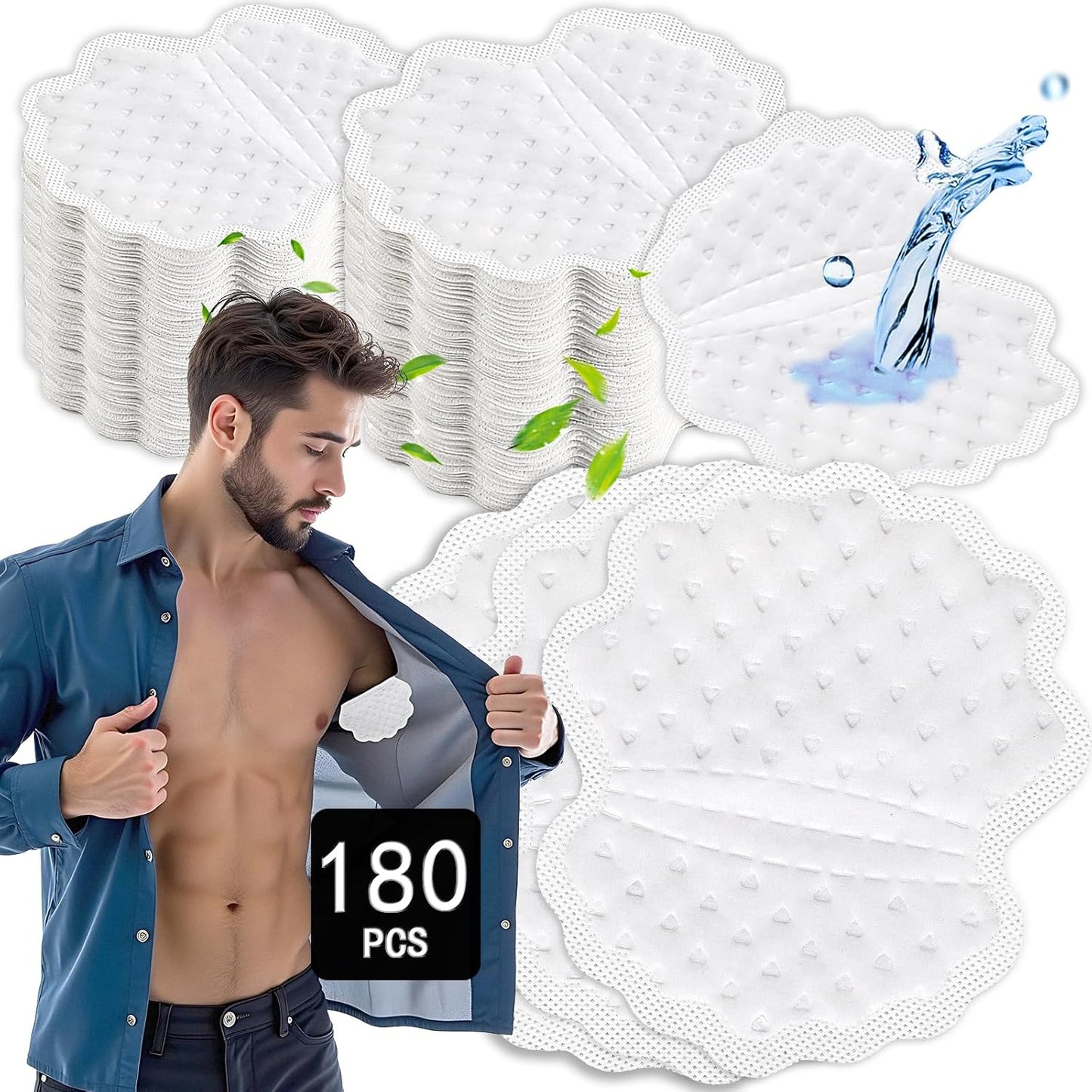 Arme Armpit Sweat Pads, 180 Pcs Wider and larger Underarm Sweat Pads for Men Hyperhidrosis, Disposable Sweat Pads for Under Arms, Sweat Free Armpit Protection for Outdoor Work Meeting