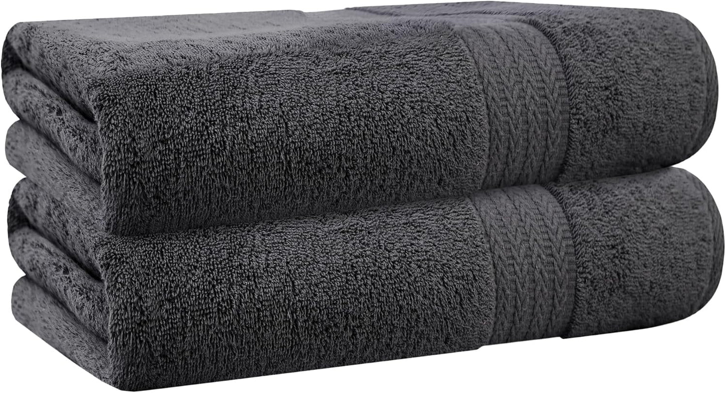 HERCULEAN Oversized Bath Sheet 35 x 75 Pack of 2 | 450 GSM Quick Dry and Highly Absorbent | 100% Cotton Terry Towels for Bathroom - Perfect for Shower - Pool and Spa - Luxury Soft Towels - Light Grey
