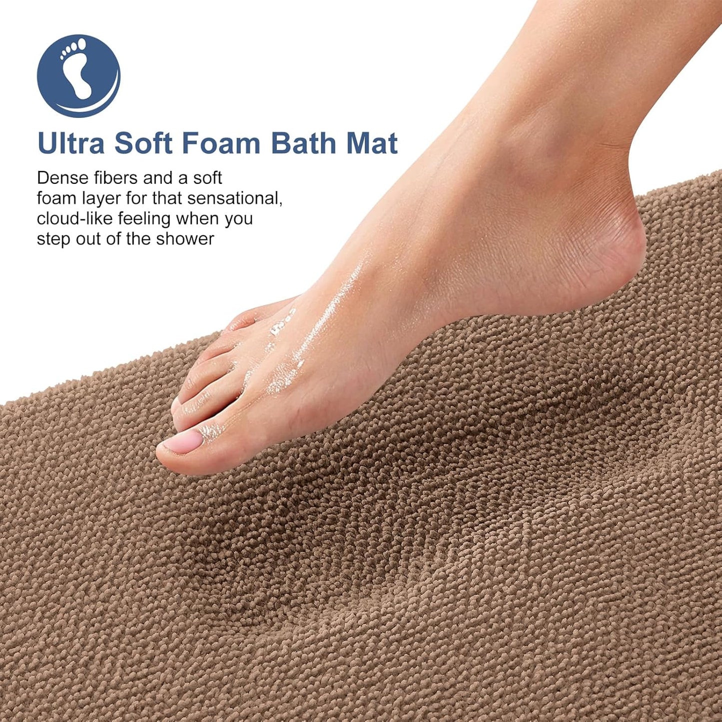 OLANLY Thick Memory Foam Bath Mat Rug 30x20, Extra Soft Absorbent Bathroom Rug, Quick Dry Bath Mats, Non-Slip, Machine Washable Carpet for Bathroom, Tub and Shower, Home Decor Accessories, Mocha