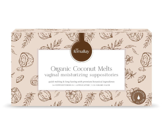 Femallay Organic Vaginal Moisturizing Suppositories – Coconut – 100% Natural Relief for Dryness, Odor & Daily Feminine Discomfort – 14 Count + Applicator