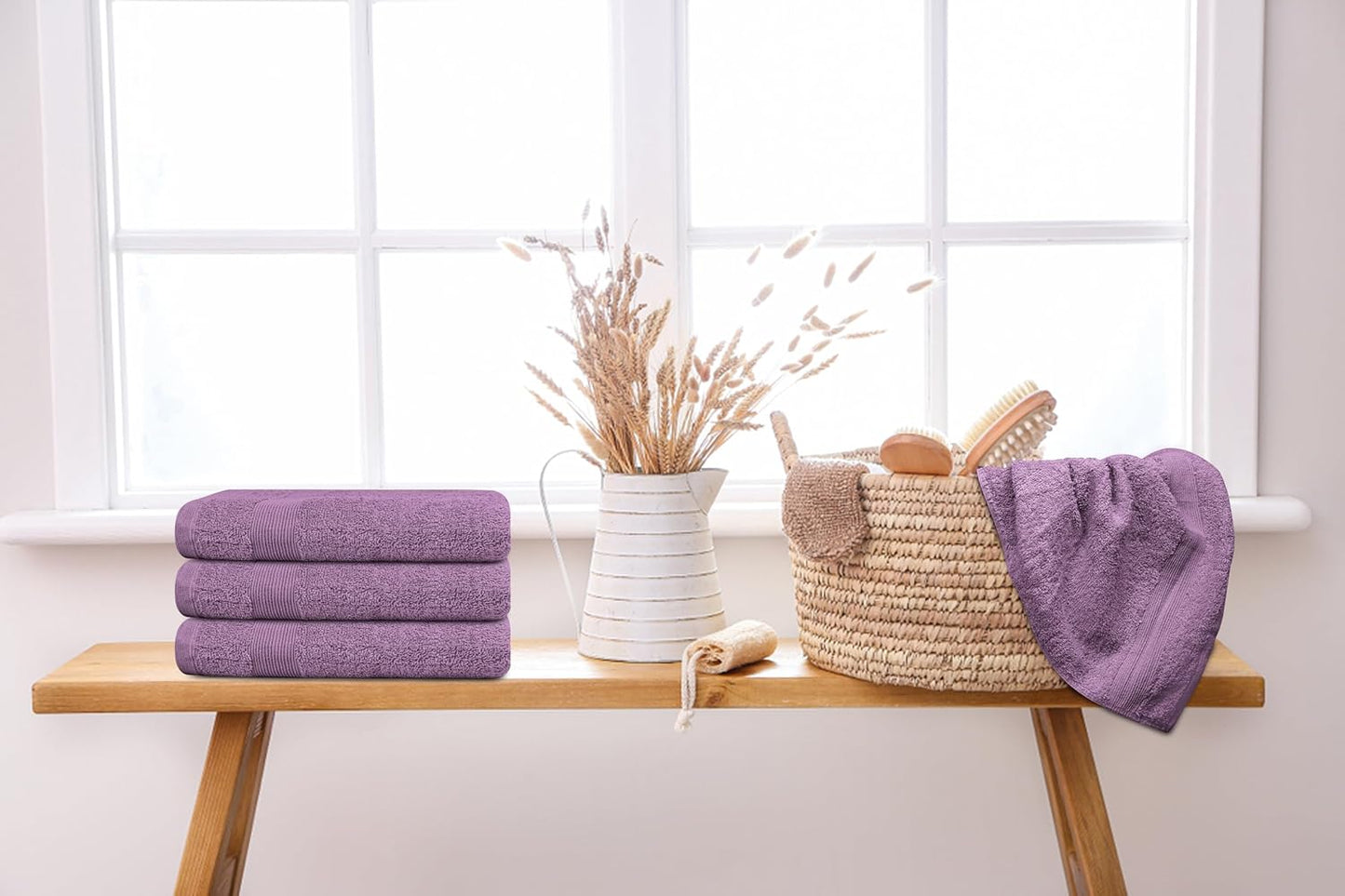 Premium Hand Towels Pack of 6 (16" x 30”) 100% Combed Ring Spun Cotton | Highly Absorbent Hand Towels Set | Ultra Soft for Home, Gym & Spa (Purple Ash)