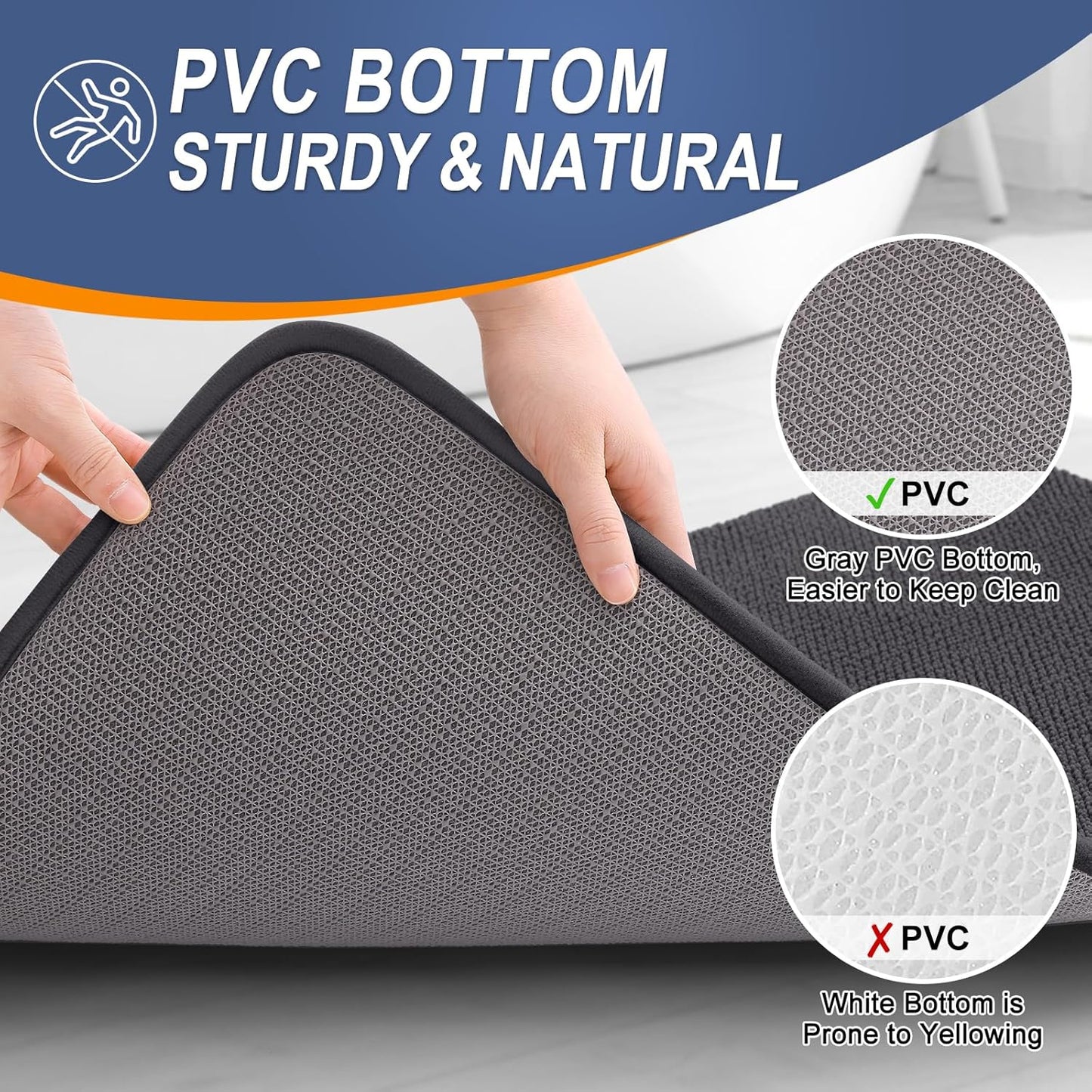 OLANLY Thick Memory Foam Bath Mat Rug 47x24, Extra Soft Absorbent Bathroom Rug, Quick Dry Bath Mats, Non-Slip, Machine Washable Carpet for Bathroom, Tub and Shower, Home Decor Accessories, Dark Grey