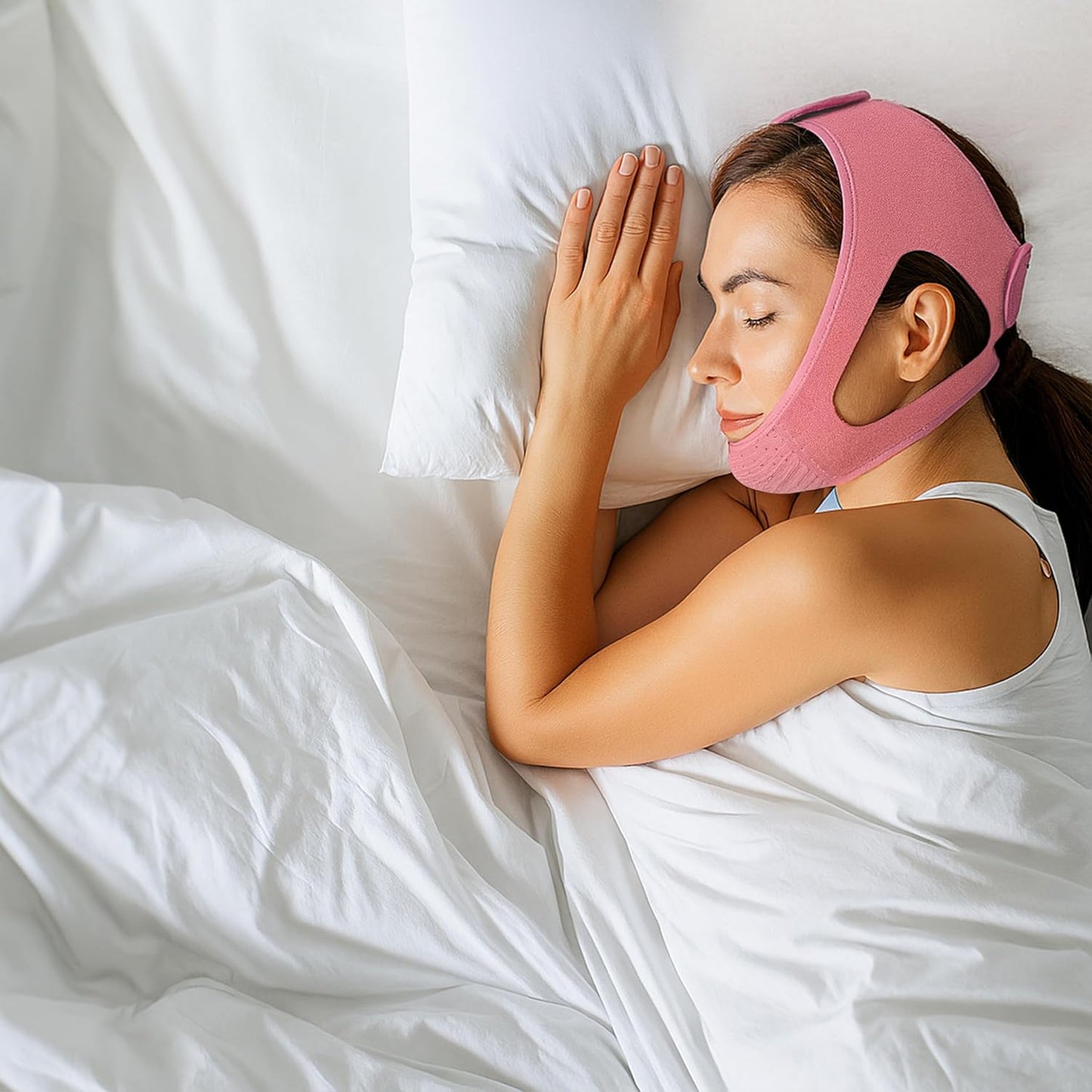 Chin Strap for CPAP Users | Comfortable Mouth Support to Encourage Closed Mouth Positioning Nasal Breathing for Men and Women Who Breathe Through The Mouth During Sleep by PIDOTI (Pink, S-M)