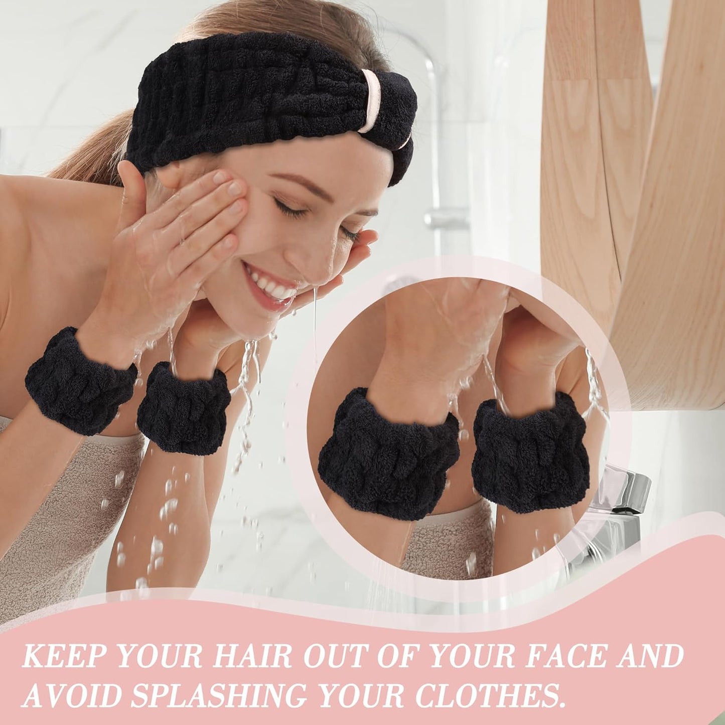 9 Pieces Skincare Headband for Washing Face,Spa Headband and Wristband Set for Women,Women Teen Girls Facial Hairbands for Washing Face, Makeup, Sports, Yoga