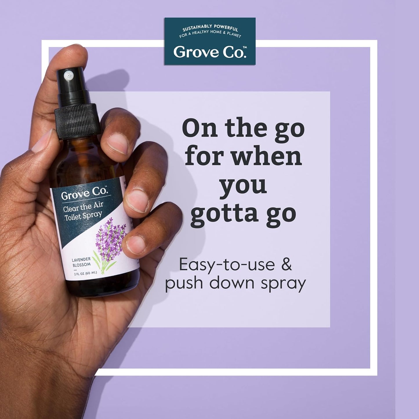 Grove Co. Toilet Spray, Clear the Air Bathroom Spray Air Freshener (2 fl oz) Odor Eliminator for Strong Odor, 100% Natural Lavender Blossom Scent, Vegan, Paraben & Phthalate Free (Pack of 3)