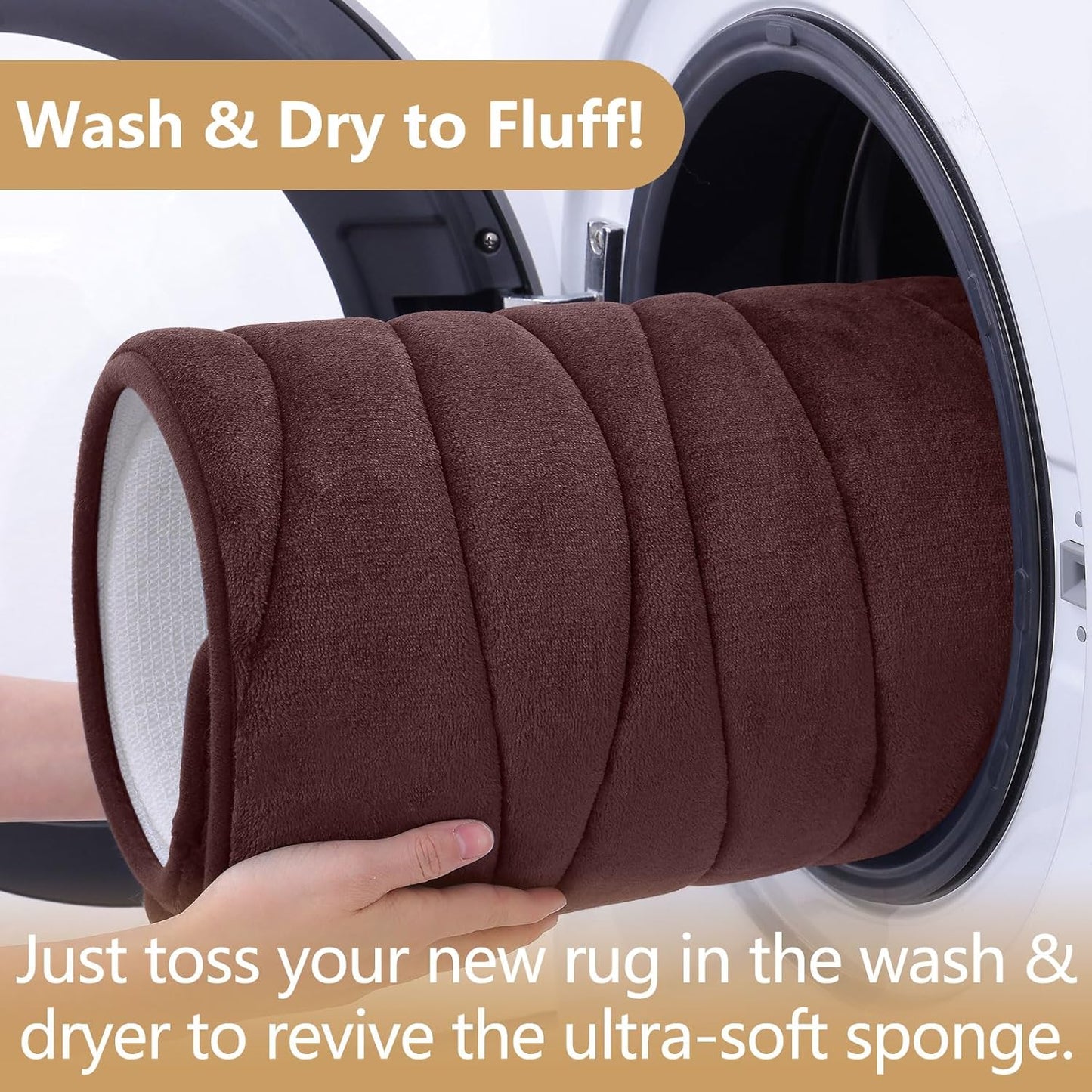 Buganda Memory Foam Bathroom Rug Mat 36x24, Extra Soft and Absorbent Bath Mats, Non-Slip and Machine Washable Bath Rugs for Bathroom Floor,Tub and Shower, Brown