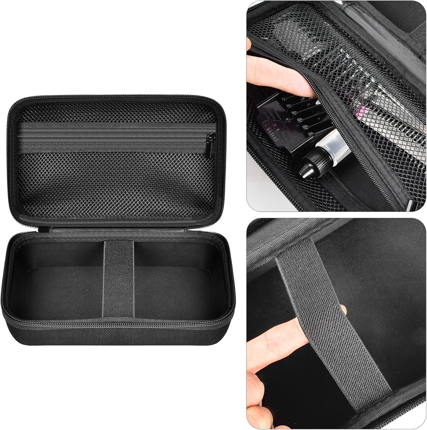 Case Compatible with Hair Clipper Barber, Trimmer Travel Storage Organizer for T Finisher Liner, Comb Cutting Guide, Clipper Blade Oil, Cleaning Brush and Other Grooming Kit - Black Case+Black Zipper