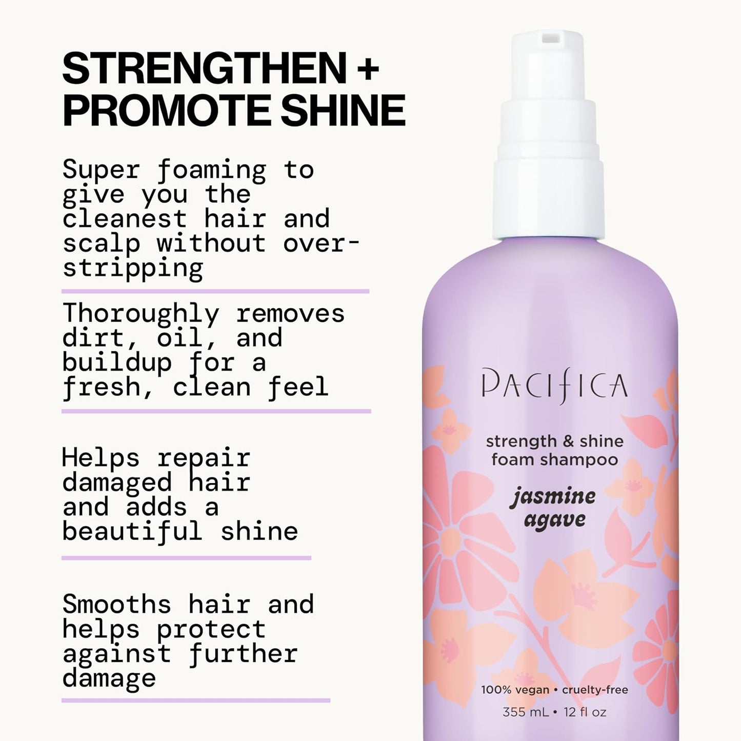 Jasmine Agave Strengthening Shampoo & Conditioner Set – Clean Vegan Shampoo & Conditioner for Weak Or Brittle Hair (Including Color-Treated), Stronger, Shinier Strands, No Silicones or Parabens