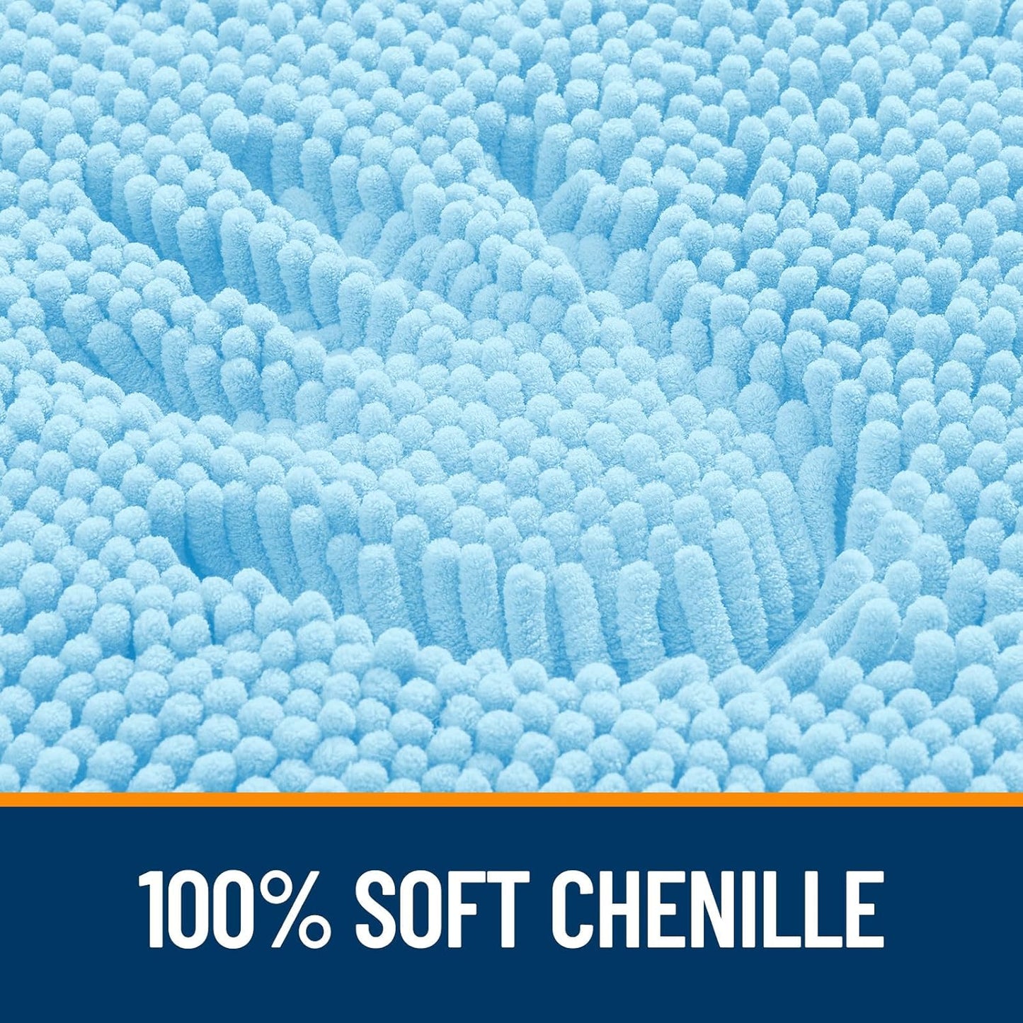 OLANLY Bathroom Rugs 47x17, Extra Soft Absorbent Chenille Bath Rugs, Rubber Backing Quick Dry, Machine Washable Bath Mats for Bathroom Floor, Tub and Shower, Home Decor Accessories, Sky Blue