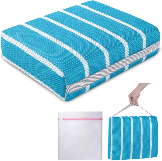 OS OMYSTYLE Hot Tub Booster Seat Cushion Pillow for Indoor or Outdoor Use, Weighted Spa Pillow with Washable 4D Mesh Cover & Non-Slip Bottom, Hot Tub Accessories for Adults - 16 x 12 x 4.3 Inch, Blue