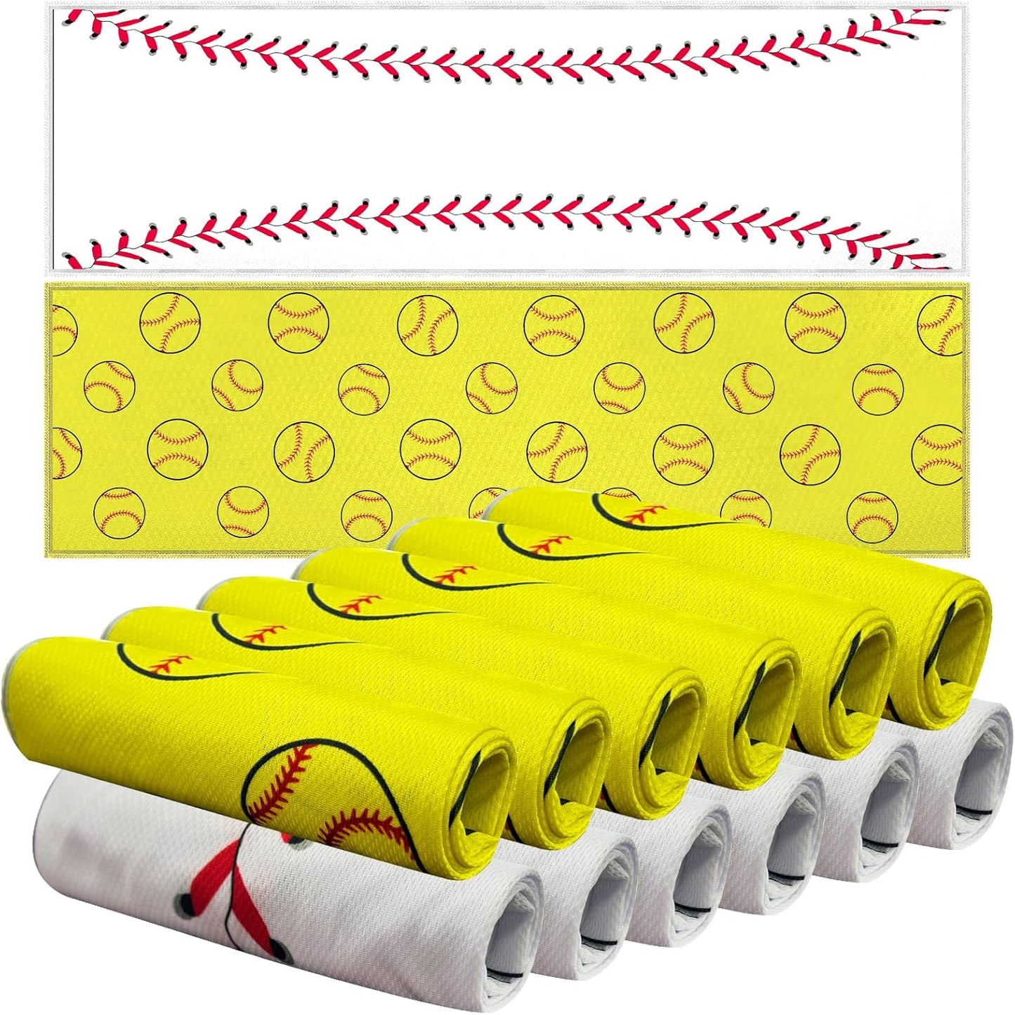 OPSO Softball Cooling Towel Set, 40 x 12 inches, 12 Pack, Microfiber Sports Towels for Baseball, Soccer, Golf LCE Towel Microfiber Sports Towels for Player (Softball 5)