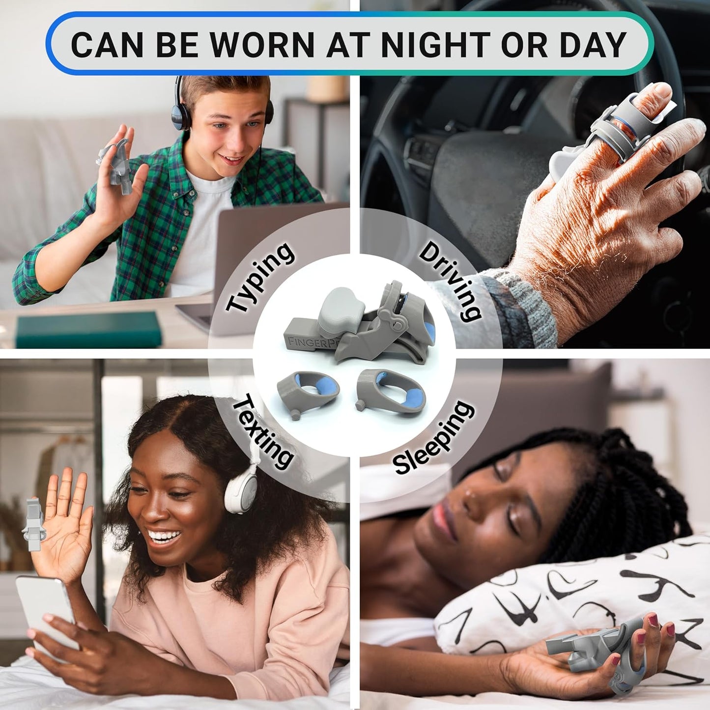 Finger Straightener | PIP Extension Orthosis/Splint For Bent Fingers, PIP Flexion Contractures | Adjustable Joint Stretcher Device | Made in USA | Blue/Small