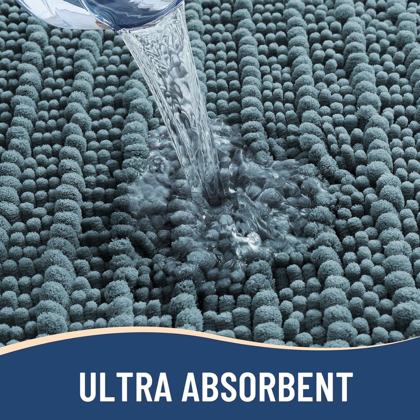 Arotive Luxury Chenille Bathroom Rug Mat, Extra Soft Thick Absorbent Shaggy Bath Rugs, Non-Slip Machine Wash Dry, Plush Bath Mats for Bathroom, Shower and Tub, 24x16, Smoky Gray