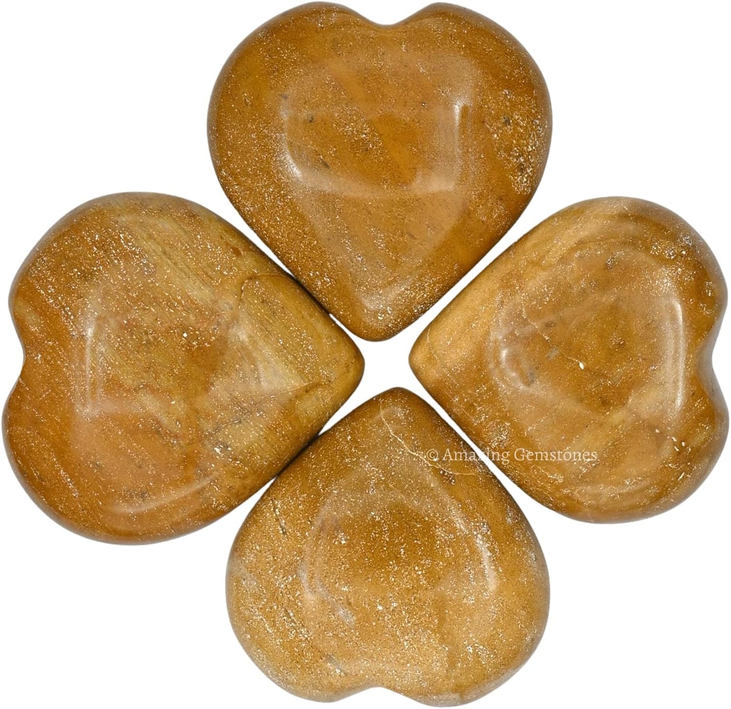 Amazing Gemstone Yellow Jasper Crystal Heart Palm Stone - Pocket Massage Worry Stone for Natural Body Chakra Balancing, Reiki Healing and Crystal Grid