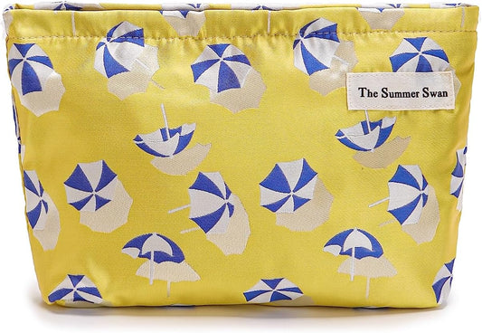 Summer Swan | Large Floral Mid-day Clutch | Period Kit & Hygiene Skincare Bag (Umbrella Yellow)