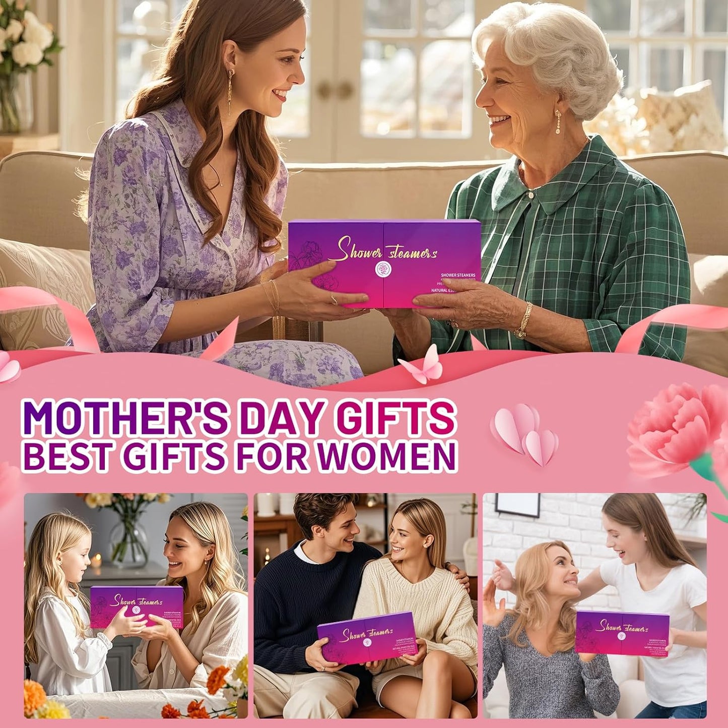 40 PCS Shower Steamers Aromatherapy for Women or Men, 10 Scents Organic with Rose Lavender Mint Watermelon Eucalyptus Lemon Rosemary Grapefruit, Shower Bombs Spa Birthday Gifts for Her Him