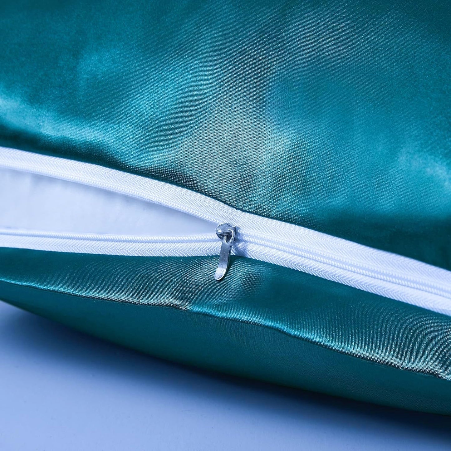 Juwenin Bedding,Super Soft and Luxury Silky Satin Pillowcase with Zipper (Silky Satin Pillow Case for Hair) Set of 2 (Teal, Standard(20''x26''))