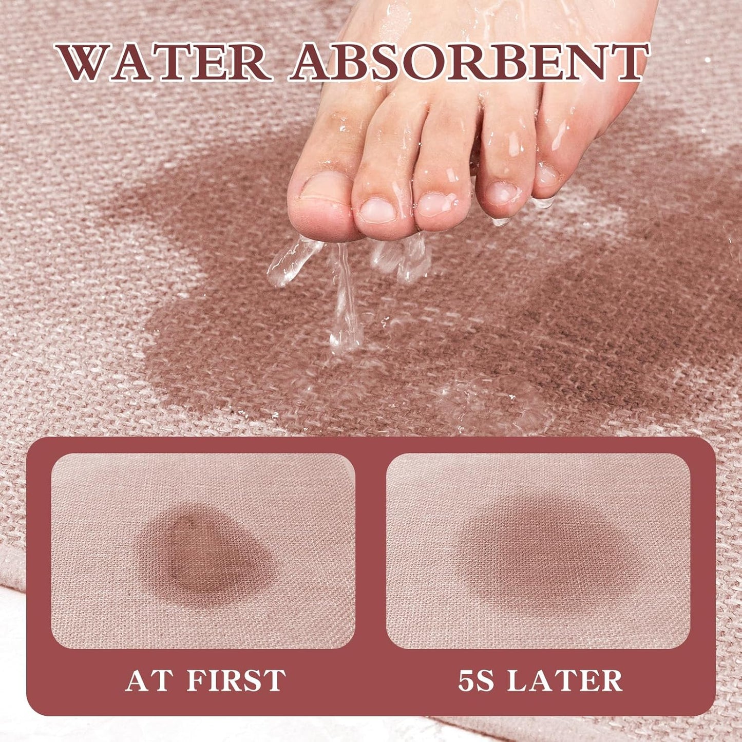 chakme Bathroom Rugs Mat 36x25, Ultra Thin Non Slip Bath Mat Large Quick Dry Absorbent Bath Mat for Bathroom Floor, (Pink, 36"x25")