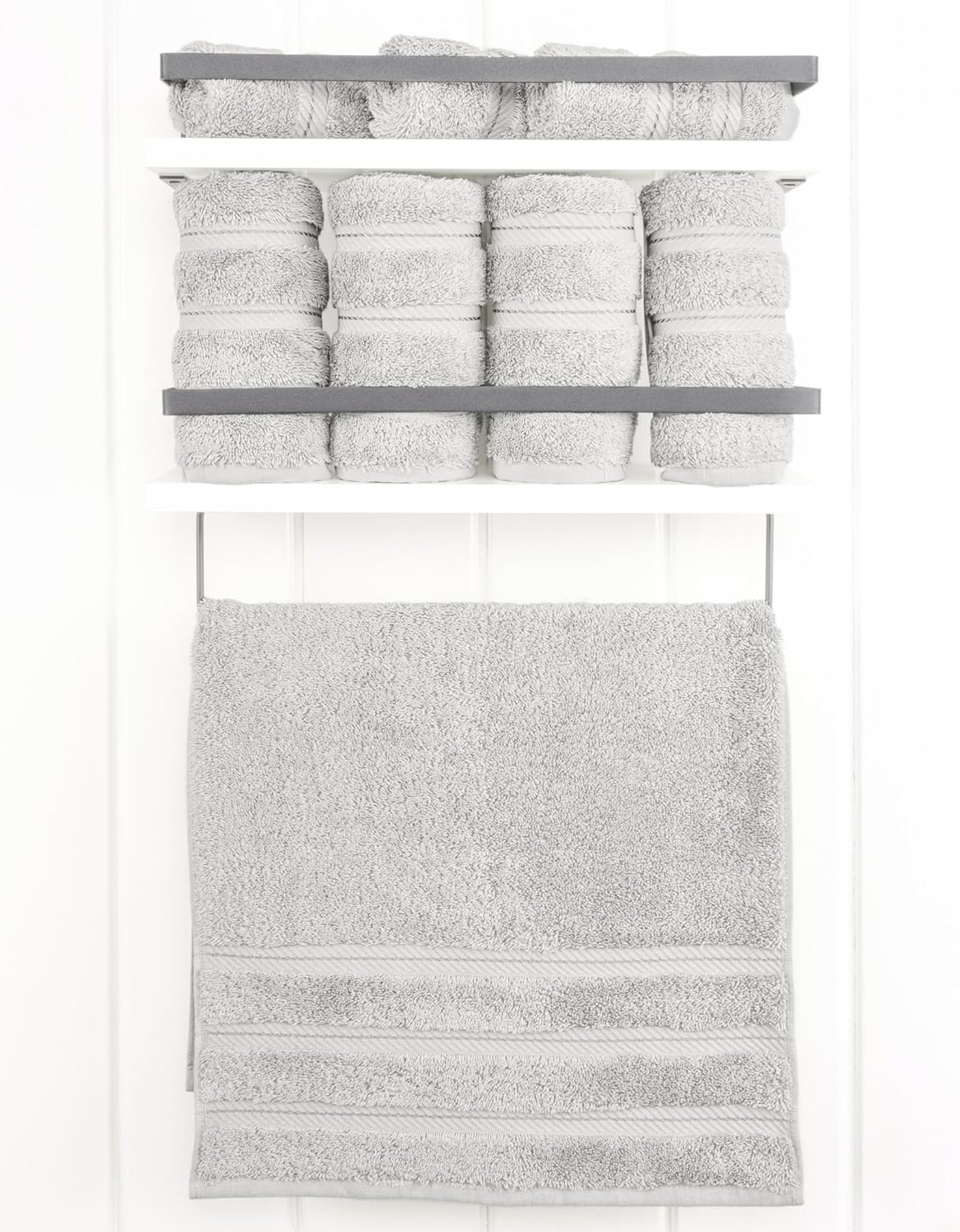 American Soft Linen Luxury Hand Towels for Bathroom, 600 GSM 100% Cotton Turkish 4 Piece Hand Towel Set, 600 GSM Hand Face Towels for Kitchen, Silver Grey Hand Towels