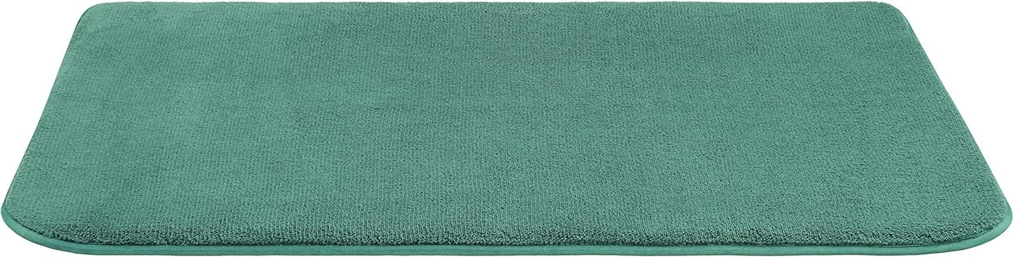 American Soft Linen 21x32 Fluffy Foamed Slip Reducer Bath Rug, Machine Washable Area Bath Mat Rugs for Bathroom, Colonial Blue