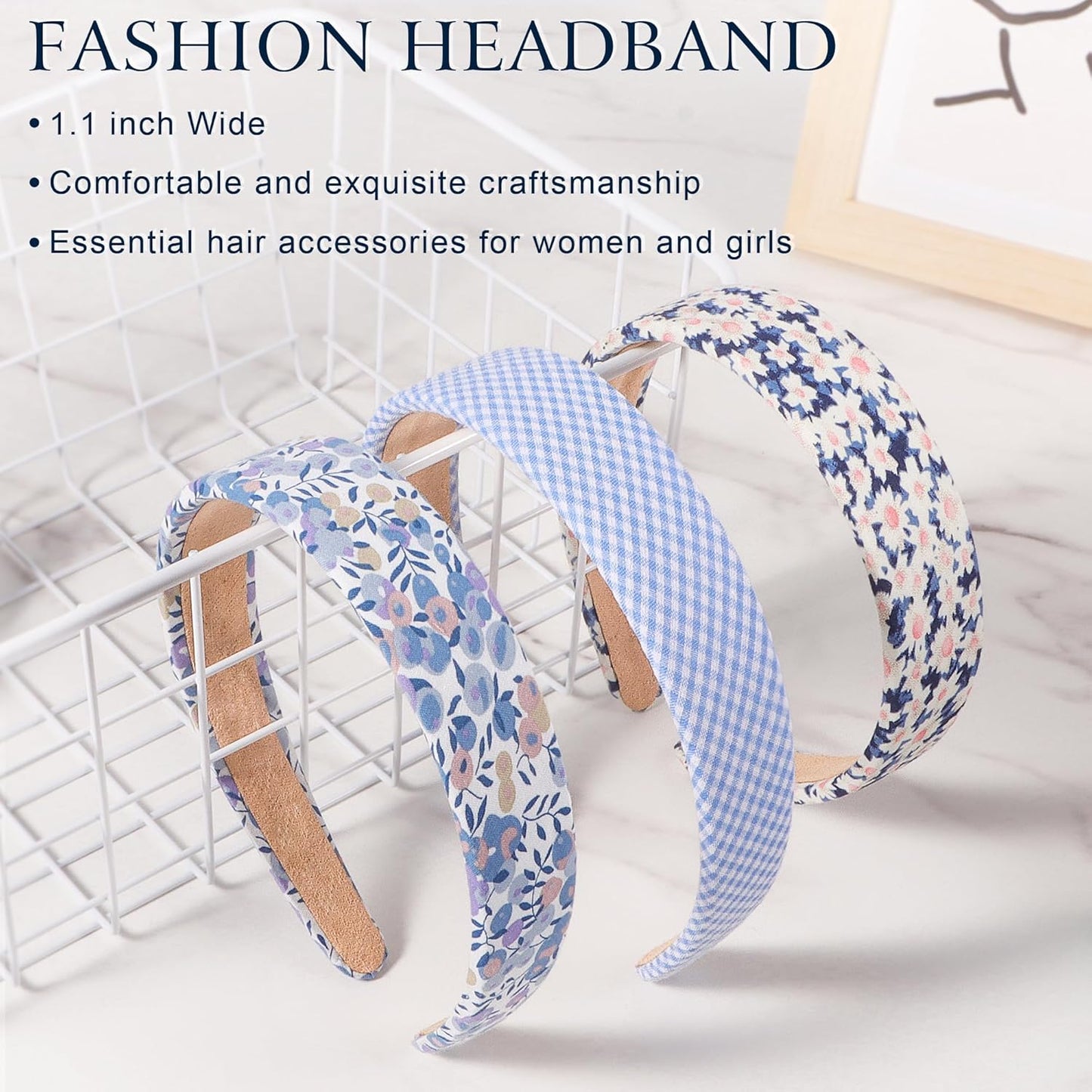 Headbands for Women - 1 Inches Wide Headbands - Solid Color Headband Fashion Hair Accessories- Trendy Women Girls Non Slip Fashion Hair Bands- Thick Elastic Hair Bands for Women's Hair 6PCS