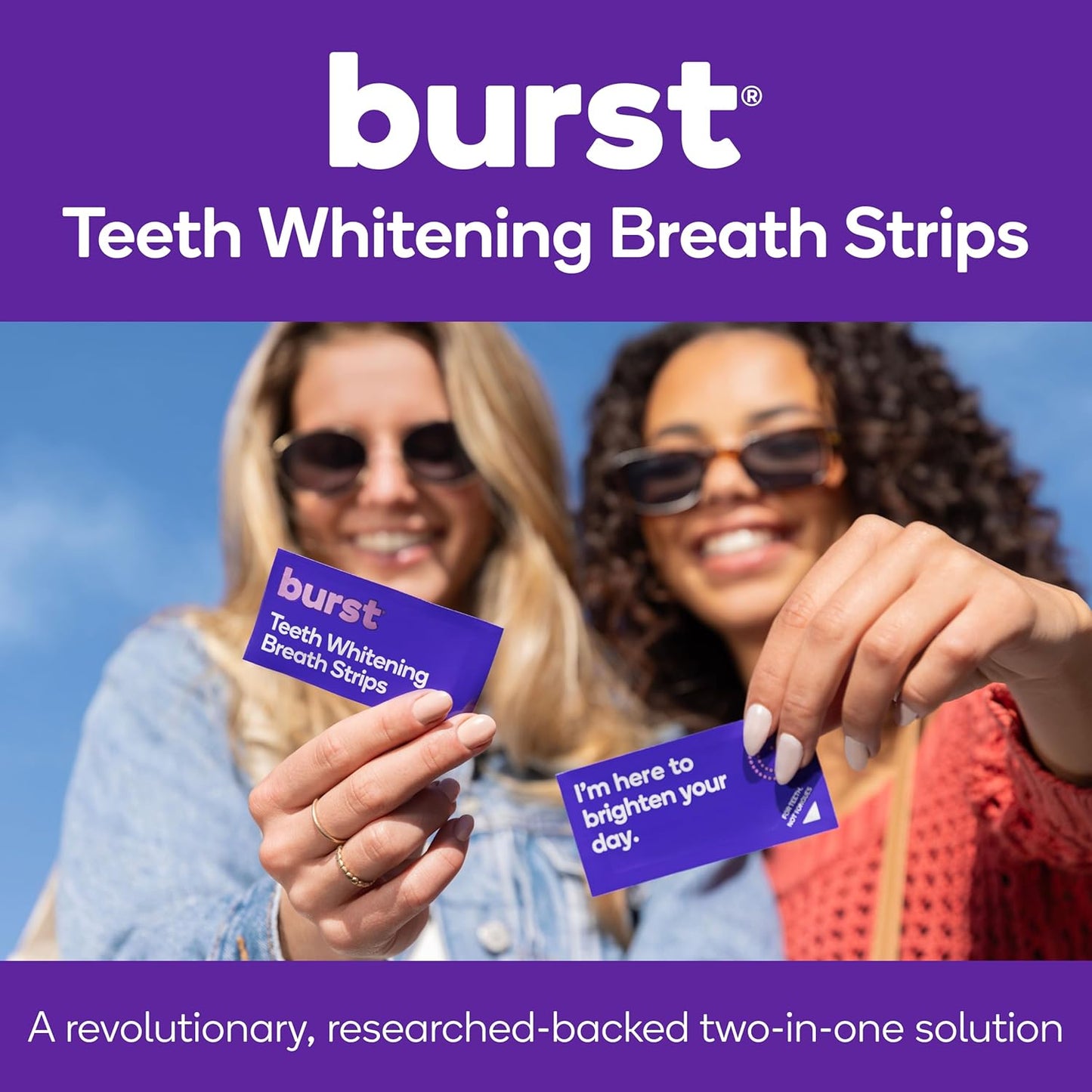 Burst Teeth Whitening Breath Strips (Polar Mint/4 Pack) | Kills 93% of Bad Mouth Germs | Up to 4 Shades Whiter in One Use | Easy to Apply/Quick Dissolving