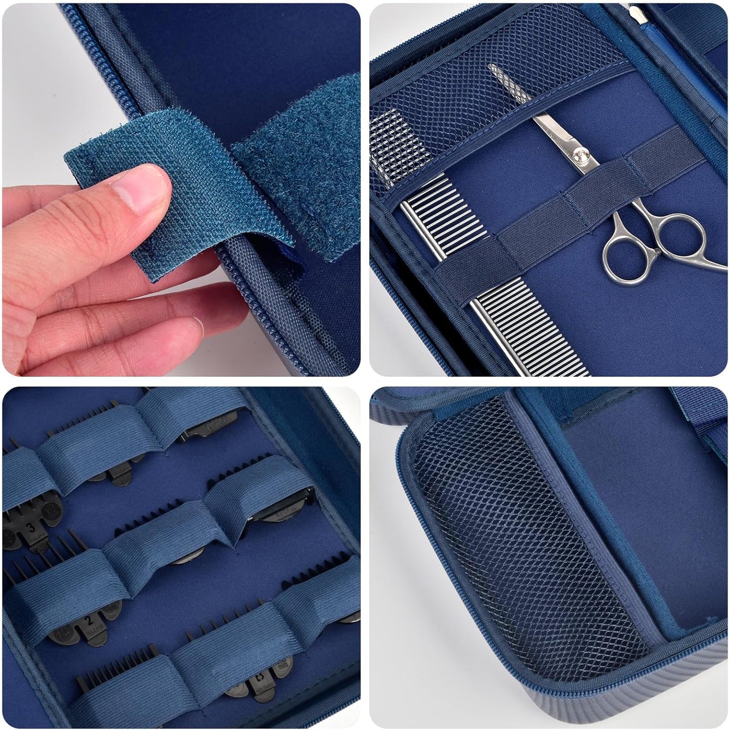 Boobowl Barber Accessories Bag for Clippers and Supplies, Mens Hair Trimmers Box, Portable Clipper Storage Holder for Hair Cutting, Guard Grooming Kit and Barbers Supplies (Bag Only)- Dark Blue