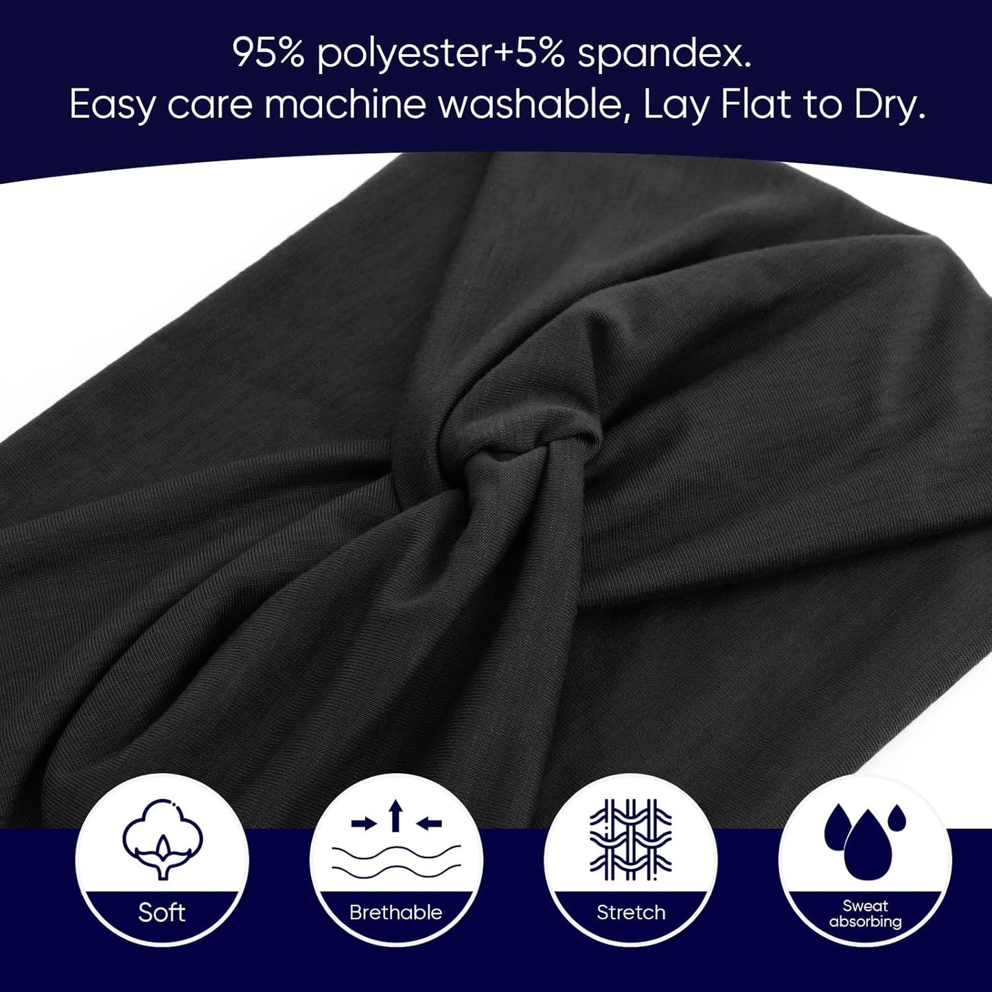 Extra Wide Headbands for Women Large Turban Headband Non Slip Boho Elastic Hairband Hair Twisted Knot Head Bands Accessories