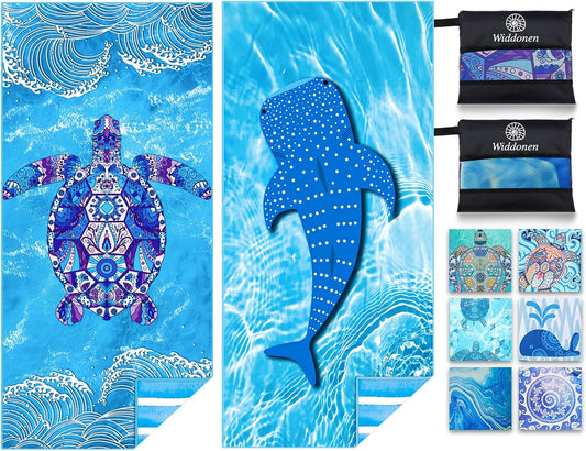 Microfiber Thin Lightweight Beach Towel Sand Free Quick Dry Absorbent Compact Towels for Swimming Pool Camping Beach Accessories Large Easy Pack Travel Things for Vacation Essentials Adult Gift