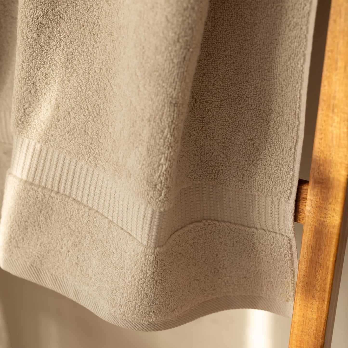 SALBAKOS 100% Turkish Cotton Bath Towel Set of 4 27x54 inch | Heirloom Quality | Hotel & Spa Collection | Ultra Soft, Super Absorbent, Long Lasting Bath Towels | Made in Turkey (Stone, 4 Bath Towels)