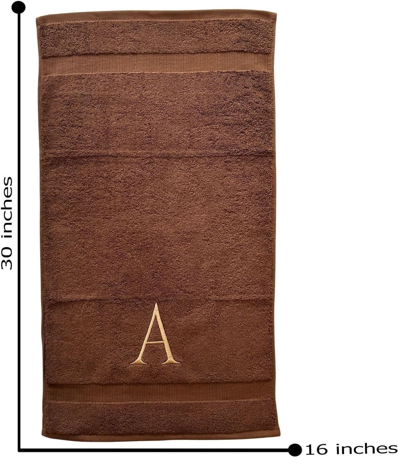 Brown Initial Hand Towel for Bathroom - Monogrammed Luxury Hotel Quality Decorative Embroidered Towel for Powder Room, Spa - GOTS Organic Certified - Set of 2 Beige Letter M