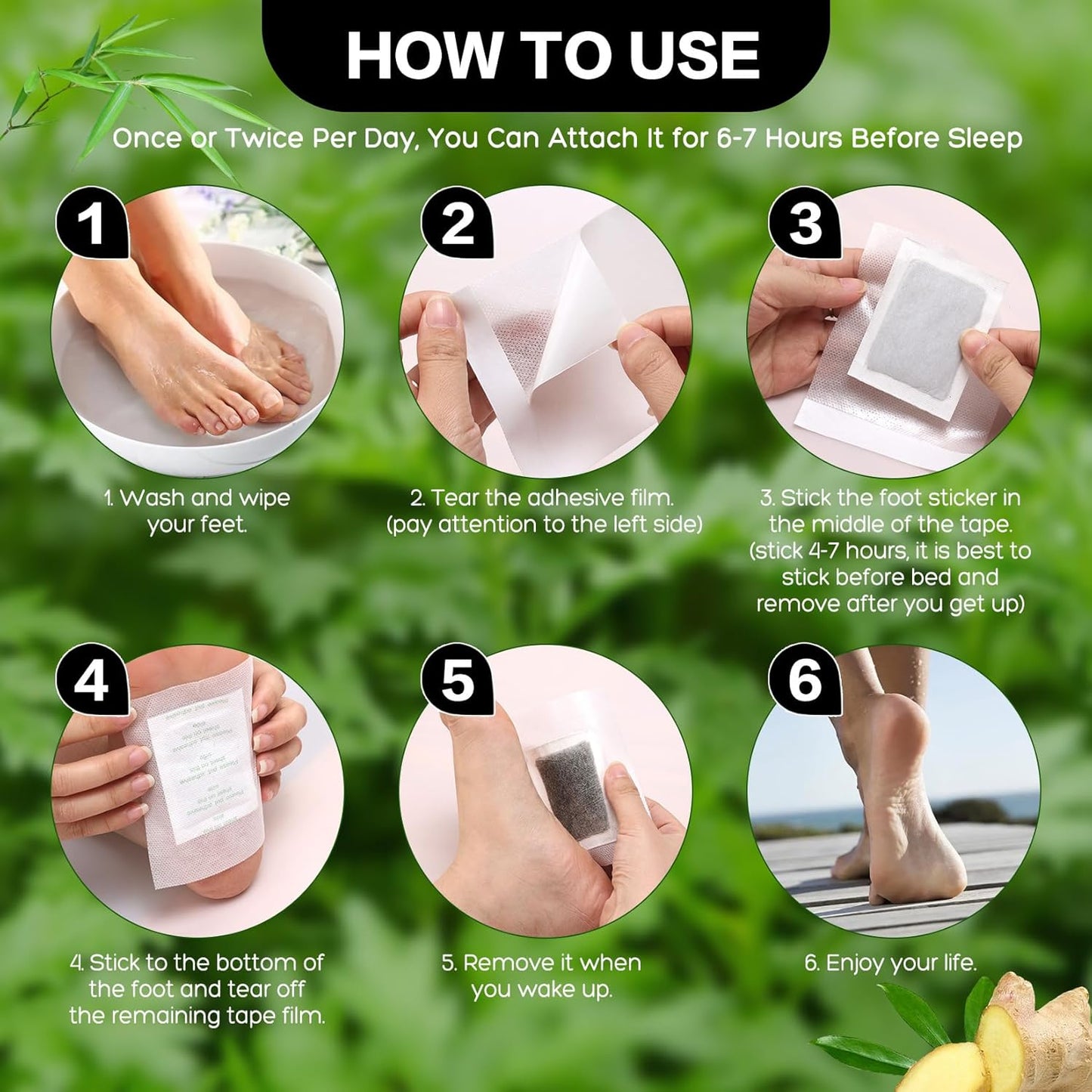 50 Pack Foot Pads, Ginger Oil Bamboo Charcoal, Foot Care Patch Message Deep Cleansing for Stress Relief, Better Rest, Feet Health Patches, Relaxing Muscles