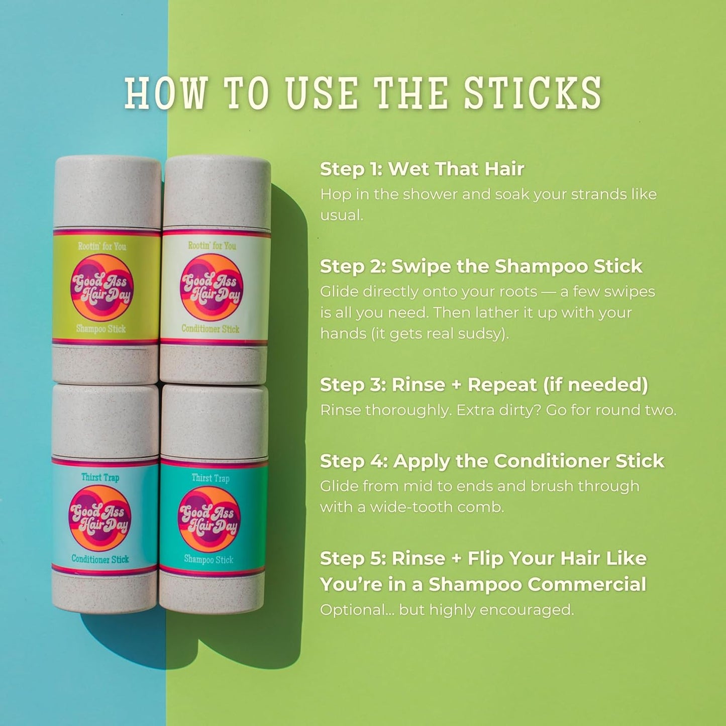 Good A Hair Day Conditioner Stick, Natural Hair Care, Travel Friendly, Bar (Rootin' For You (Earthy))