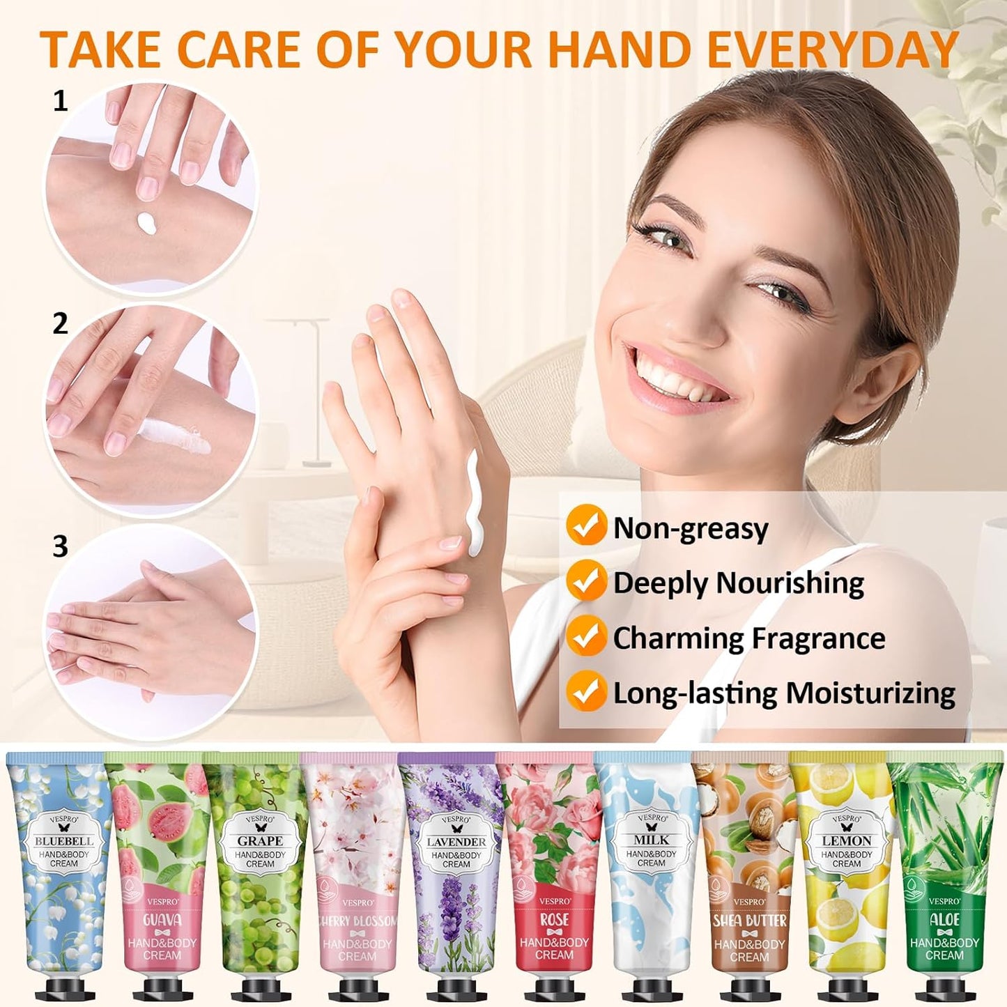 VESPRO 126 Pack Hand Cream Set, Stocking Stuffers for Women, Bulk Hand Lotion Travel Size for Dry Cracked Hands, Mini Hand Lotion for Christmas Gifts, Bridesmaid Gifts, Employee Appreciation Gifts