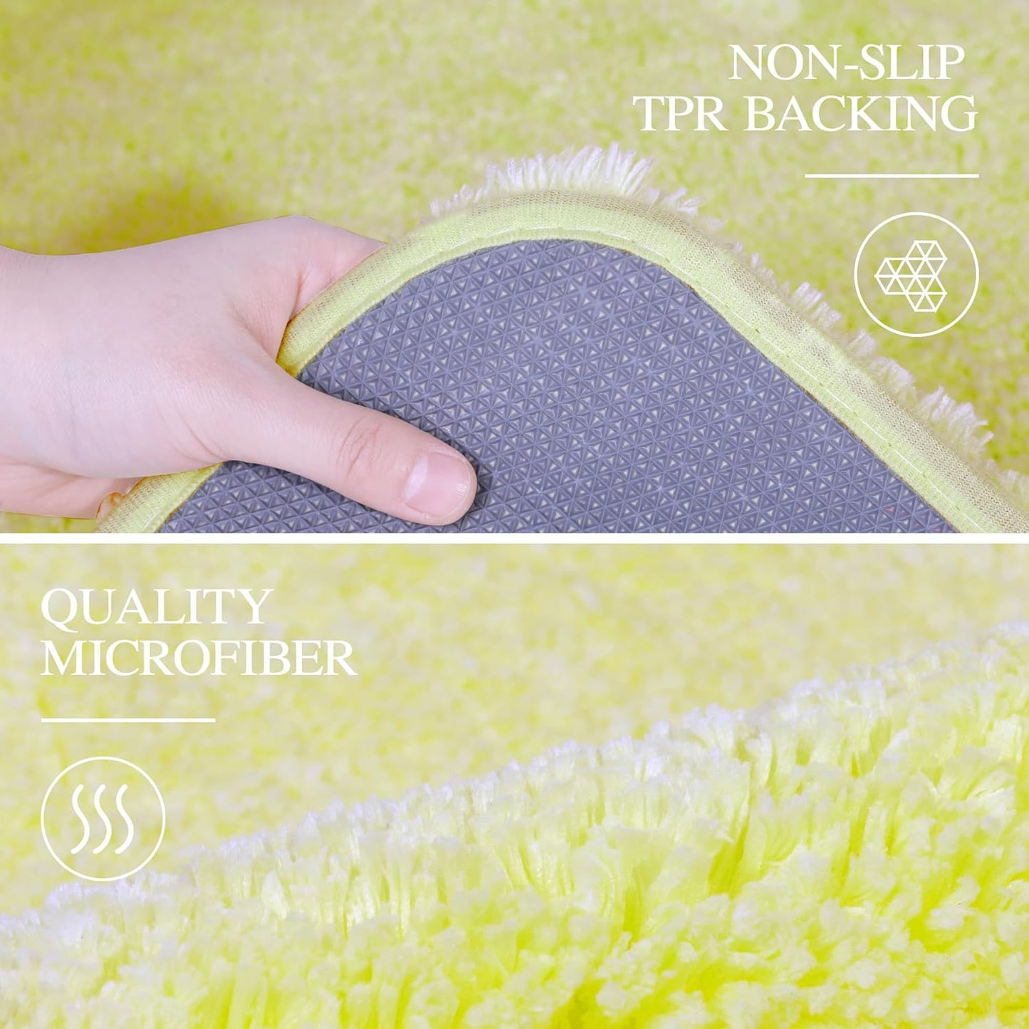 Walensee Bathroom Rug Non Slip Bath Mat (16 x 24, Yellow) Water Absorbent Soft Microfiber Shaggy Bathroom Mat Machine Washable Bath Rug Thick Plush Rugs for Shower