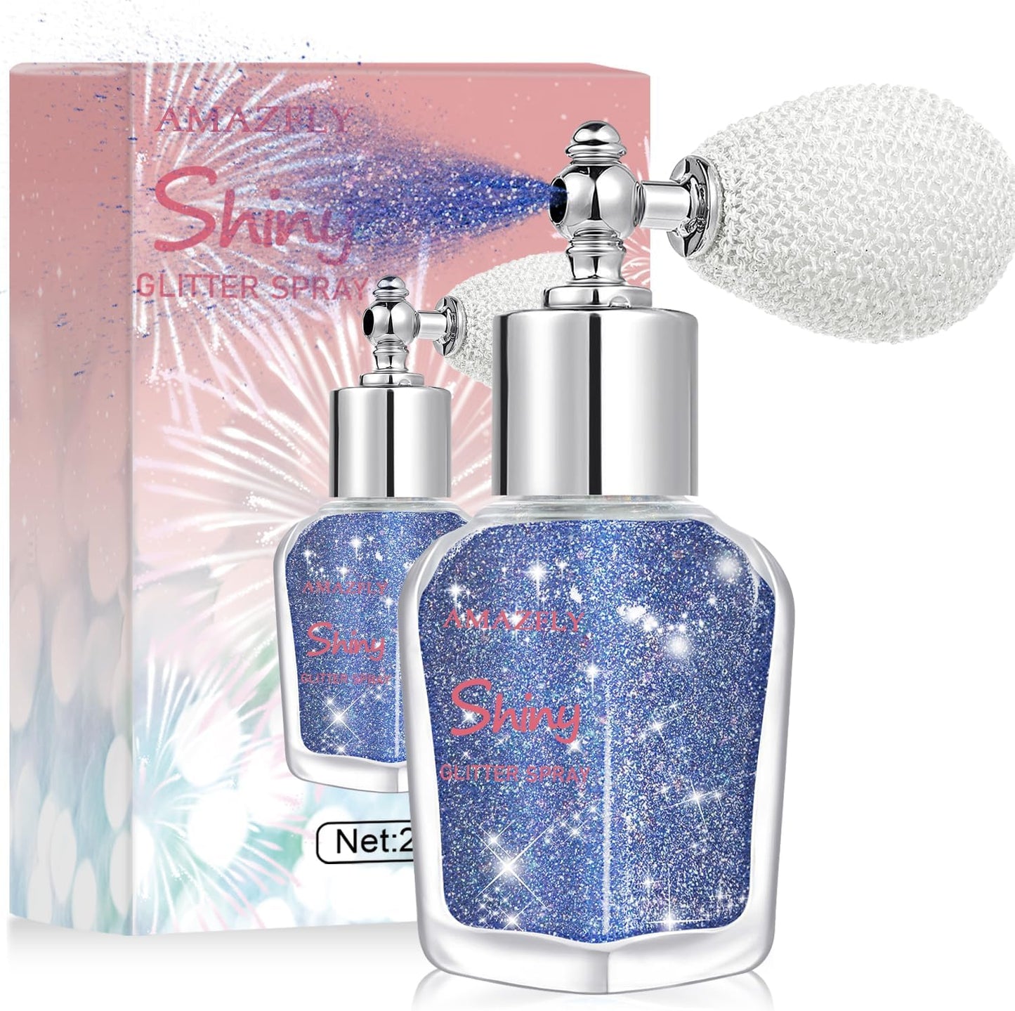 Hair and Body Glitter Spray, Shimmering Powder Sparkle Powder Makeup, Glitter Loose Sparkle Makeup for Body Highlighter,Festival Prom Rave Accessories (Blue)