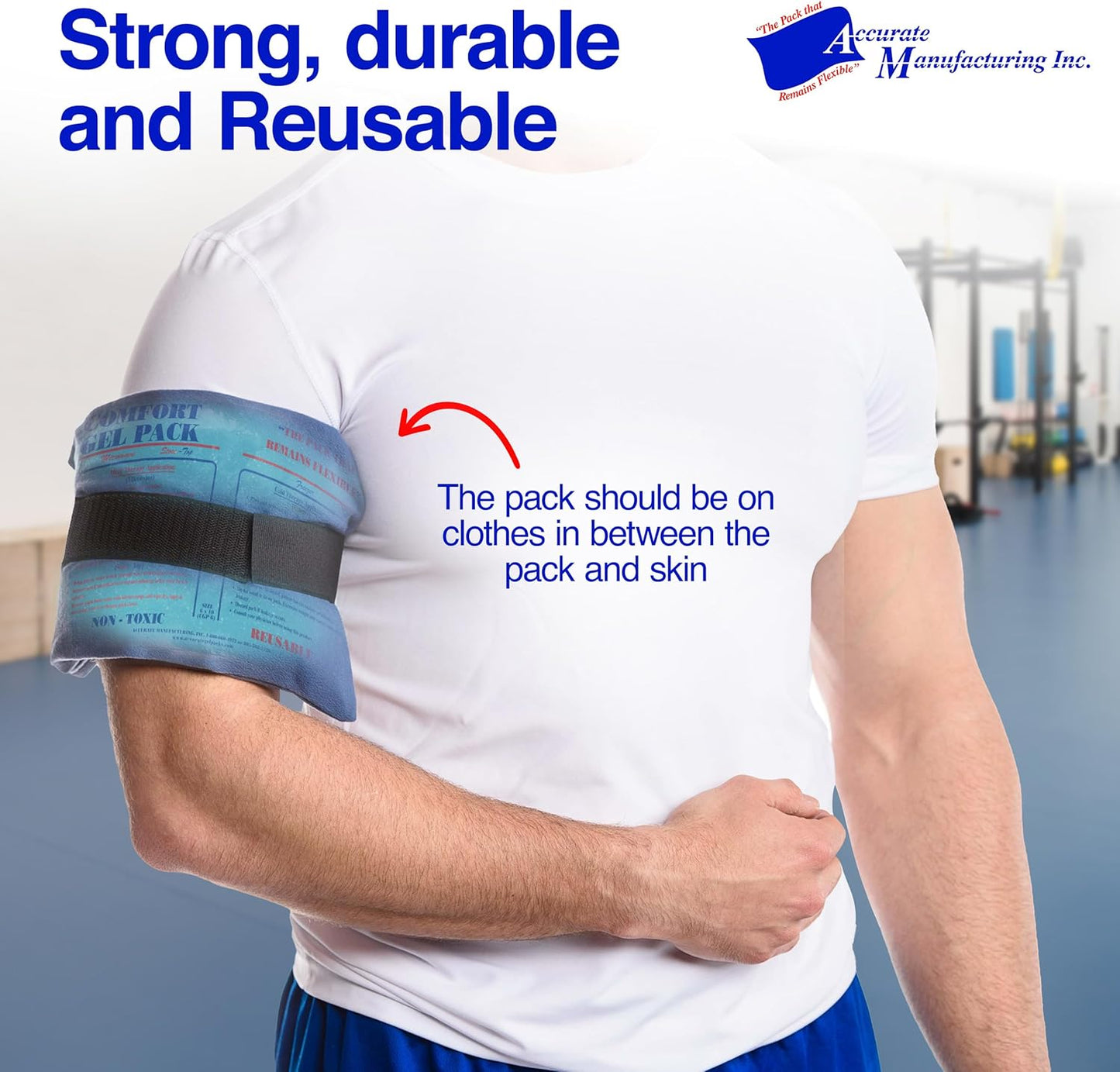 Flexible Reusable Gel Packs for Neck, Wrist, Arm, Back and Shoulder Pain Relief - Versatile Hot or Cold Gel Packs for Injuries, Sore Muscles or Toothache Pain Relief, Blue, 6" x 10", 2 Pack