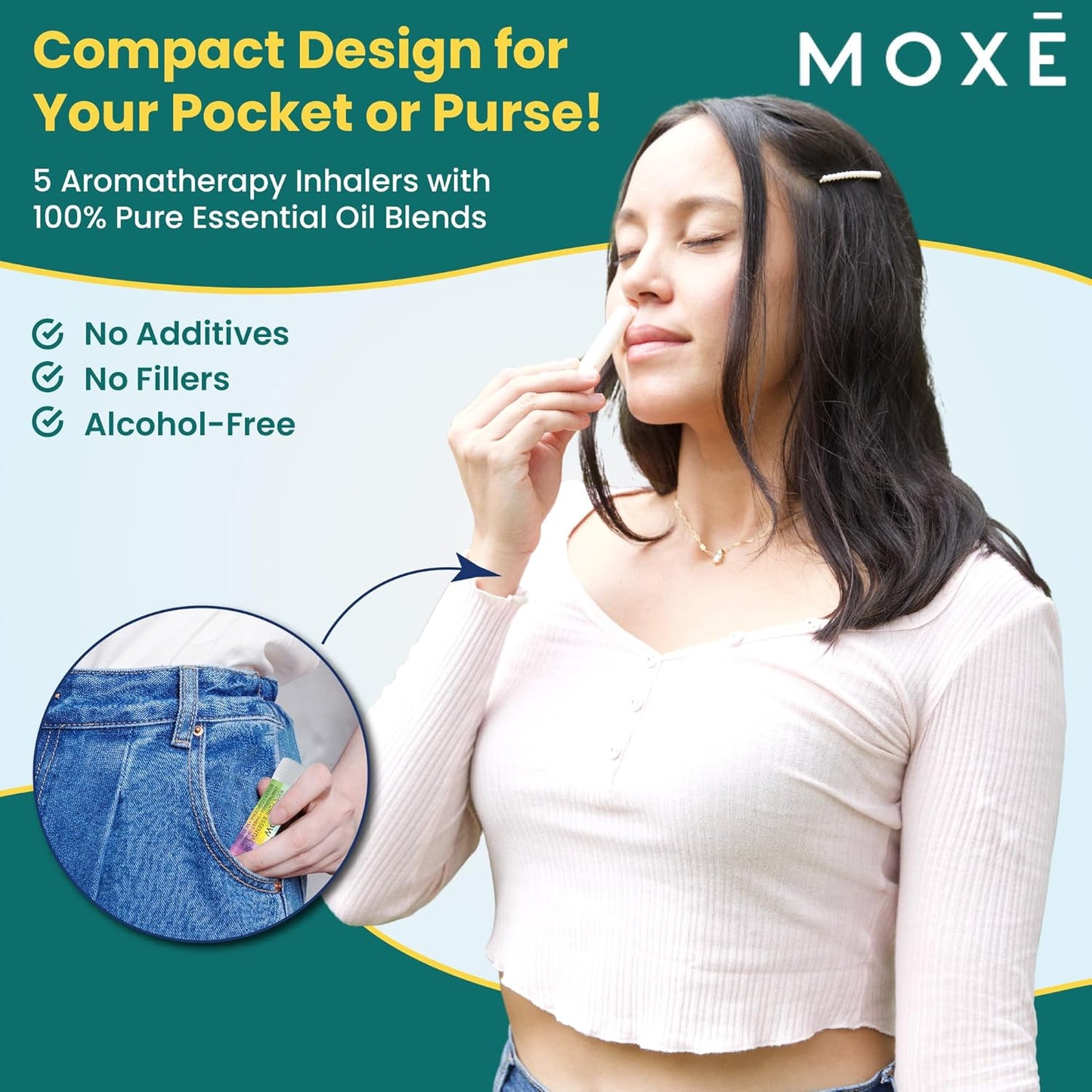 MOXĒ Nature Gift Bundle Nasal Sticks | 5 Aromatherapy Inhalers with 100% Pure Essential Oil Blends | Warming & Cooling Scents of The Natural World, Made in USA