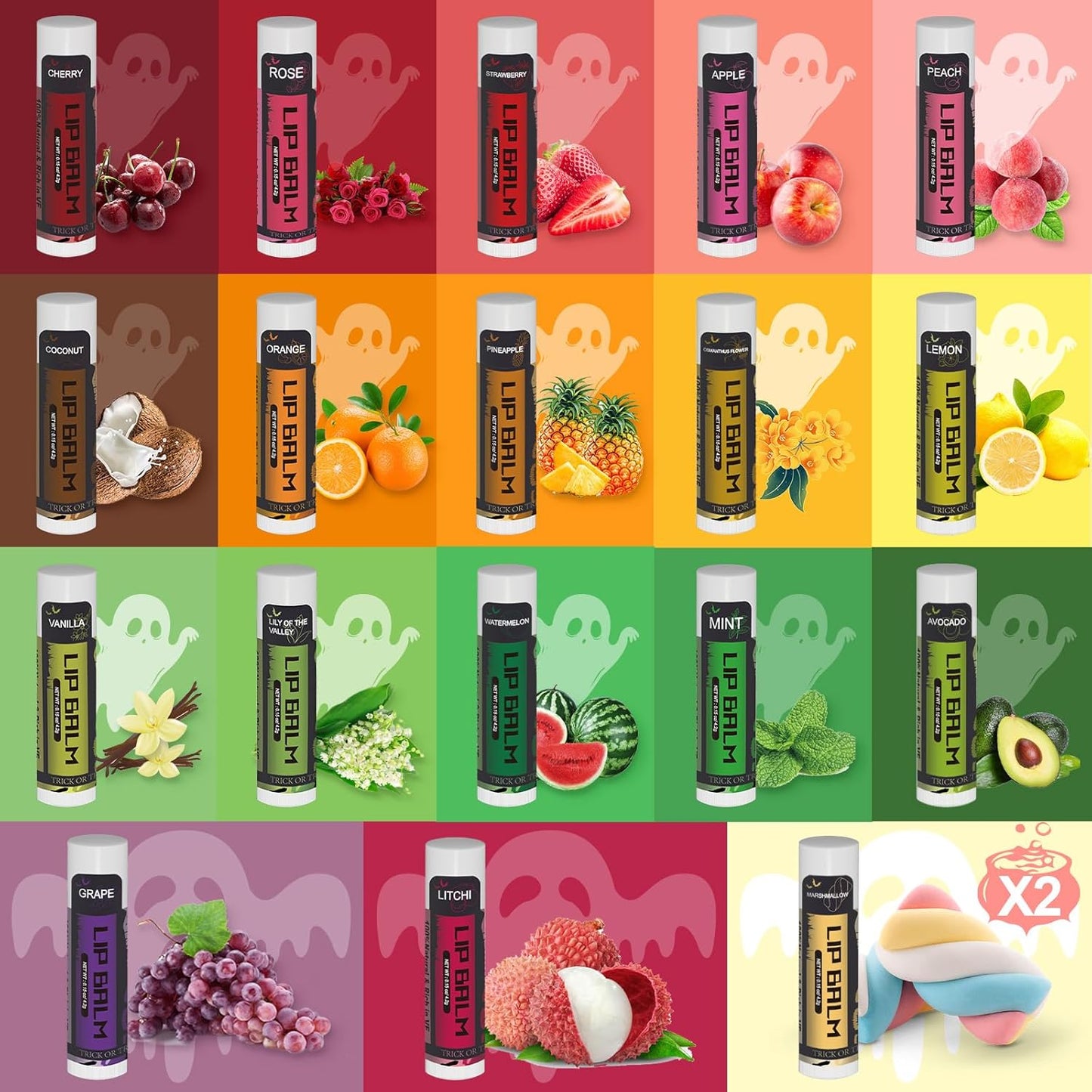 Yopela 76 Pack Halloween Natural Lip Balm Bulk with Vitamin E and Coconut Oil Lip Care Set - Moisturizing, Soothing, and Repairing Dry and Chapped Lips