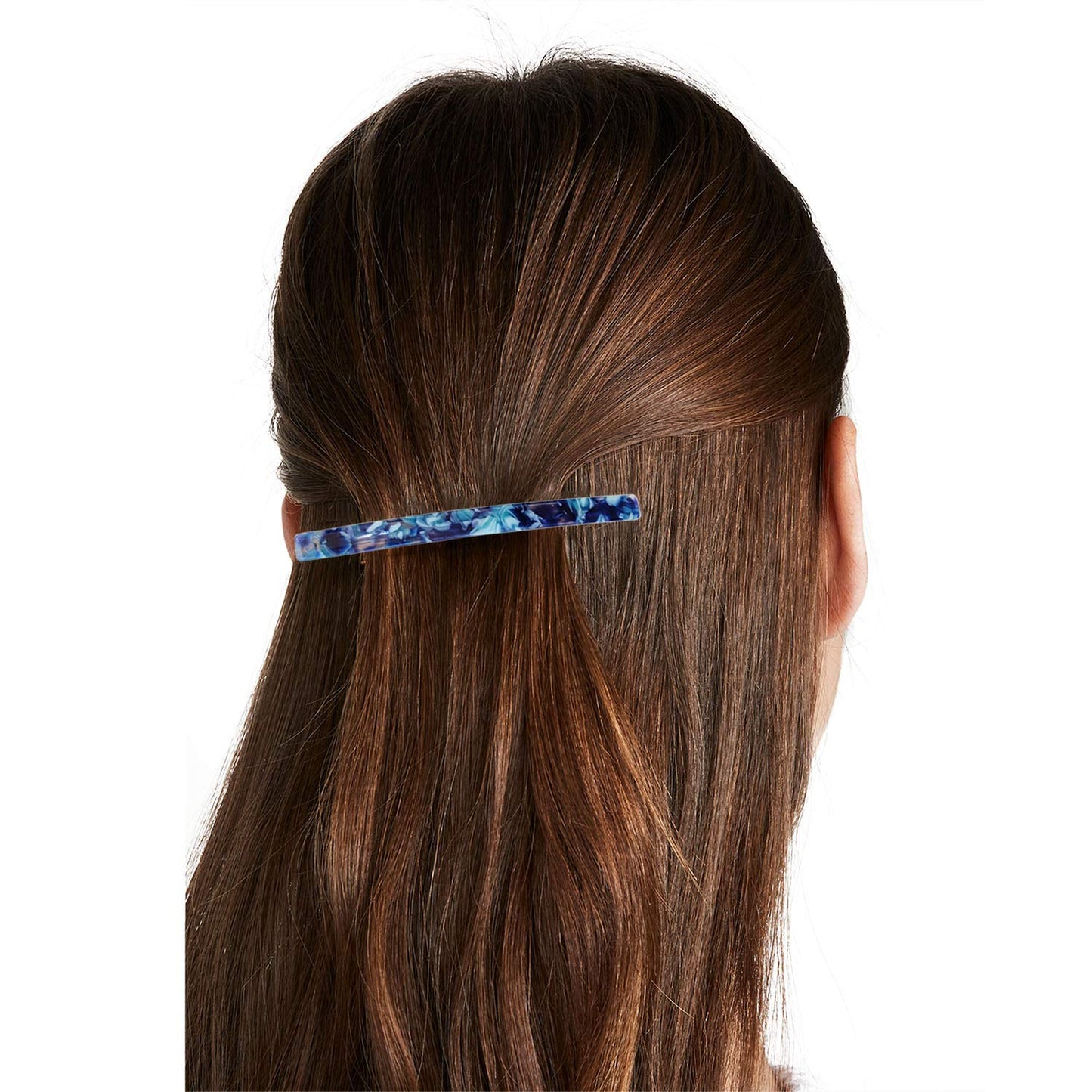 Long French Hair Barrettes 4 Inch Large Hair Clips for Women Thick Hair Automatic Clasp Clamp Pins Resin Nonslip Grip Ponytail Holders, Stylish Hair Accessories Blue Green Pink 3 Pack