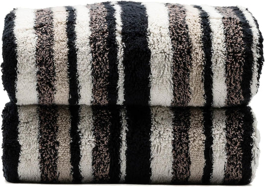 Italic Ultraplush 100% Australian Cotton Towels - Set of 2 Luxury Bath Towels, Quick Dry Plush and Absorbent, Heavy Duty Large Bath Towels, 800GSM for Bathroom & Spa (Stripe Multi-Color)