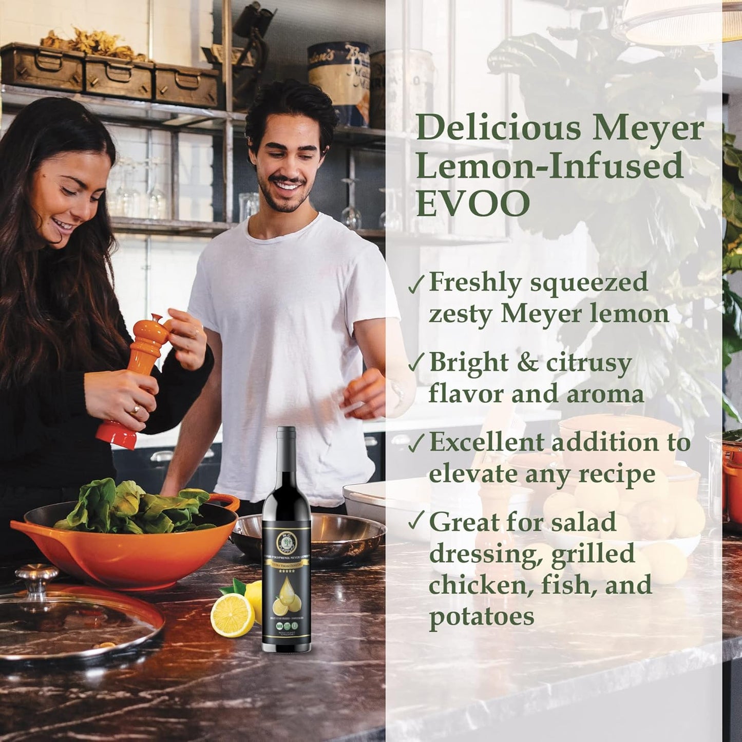 M.G. PAPPAS High Polyphenol Rich Meyer Lemon Olive Oil - Extra Virgin Olive Oil Polyphenol over 500mg/kg - Cold Pressed & Unfiltered - High Hydroxytyrosol Greek Olive Oil - Award Winning 12.7 Oz