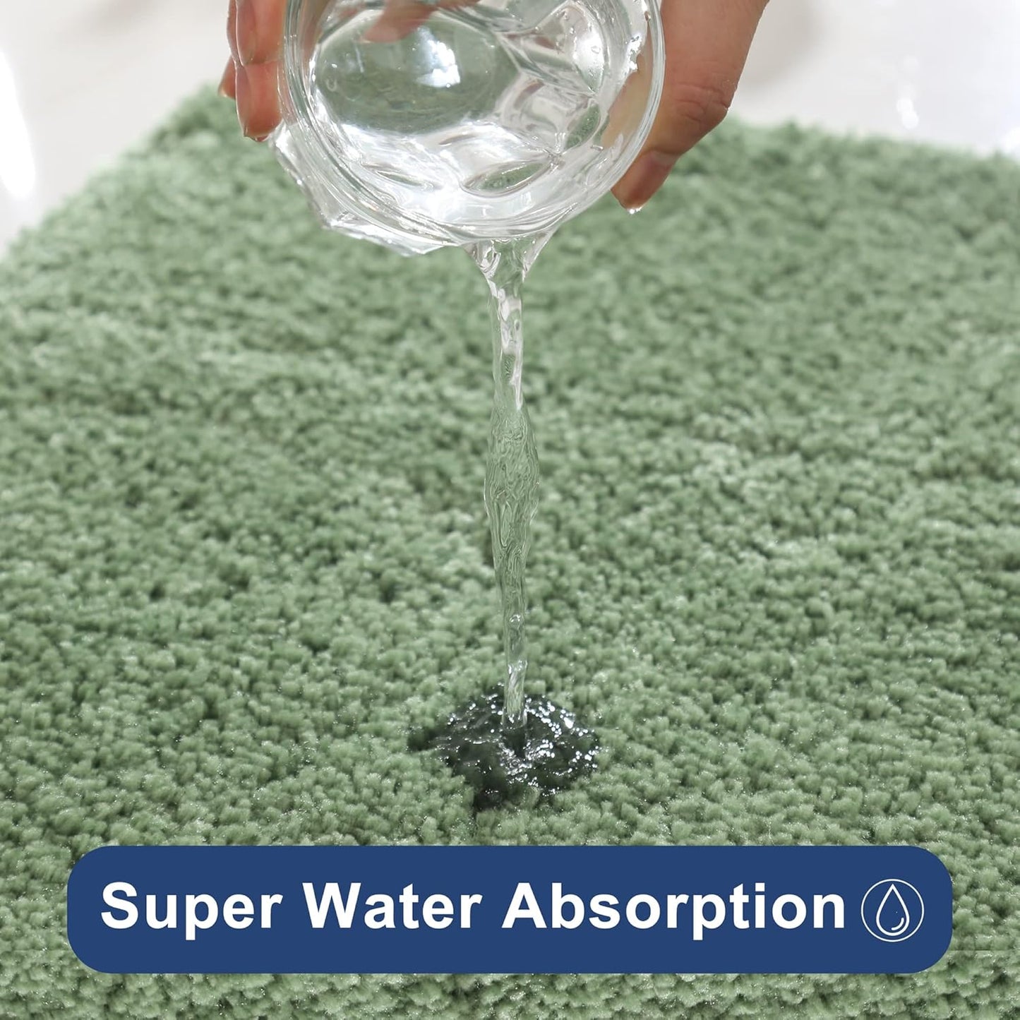 COSY HOMEER Extra Thick Bath Rugs for Bathroom - Anti-Slip Bath Mats Soft Plush Yarn Shaggy 100% Strong Mirco Polyeste Mat Living Room Bedroom Mat Floor Water Absorbent(Green,16x24 - Inches)