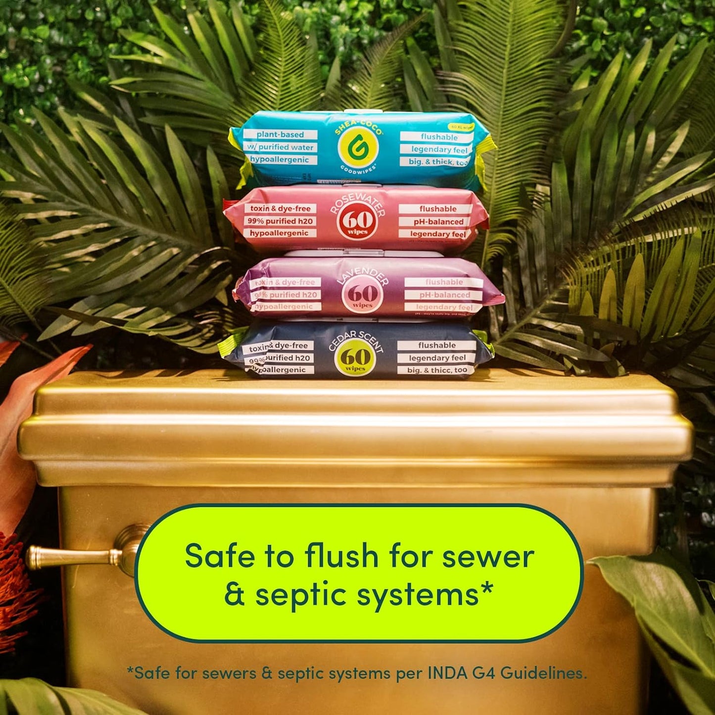 Goodwipes Flushable Butt Wipes Made with Vitamin E & Aloe - Soft & Gentle Wet Wipe Dispenser for Home Use, Septic & Sewer Safe - Largest Adult Toilet Towelettes - Shea Coco, 360 Count (6 Packs)