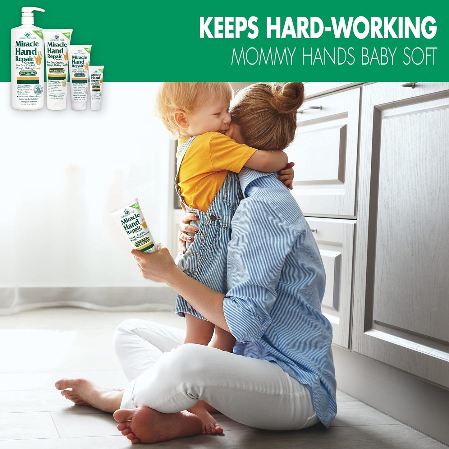 Miracle Hand Repair Cream for Dry Cracked Hands 32 oz Best Healing Hand Cream with 60% Aloe Vera - Non-Greasy Moisturizer for Working Hands - Fast Absorbing Lotion for Extremely Dry Skin