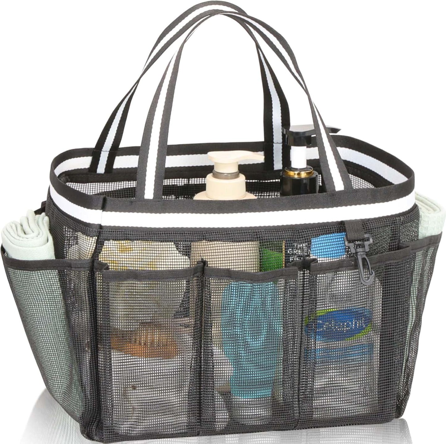 XL Mesh Shower Caddy Portable Shower Bag for College Dorm Camping Travel Gym(Black)